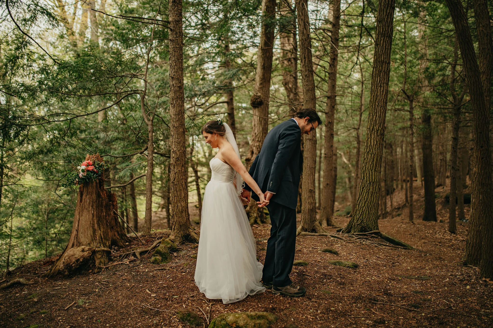 Hiking Elopement First Look Photos