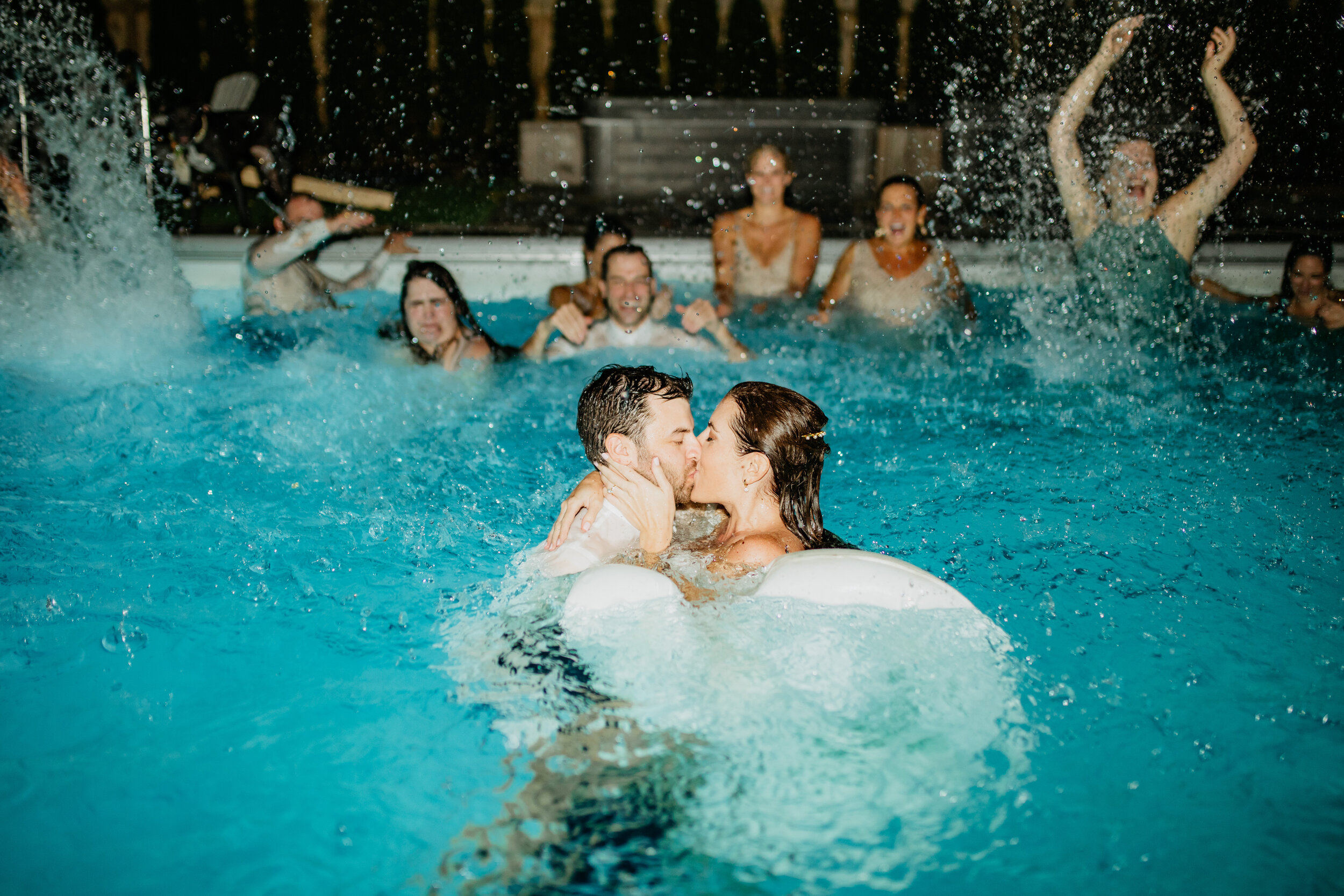 Backyard Wedding Idea - jumping into a pool!