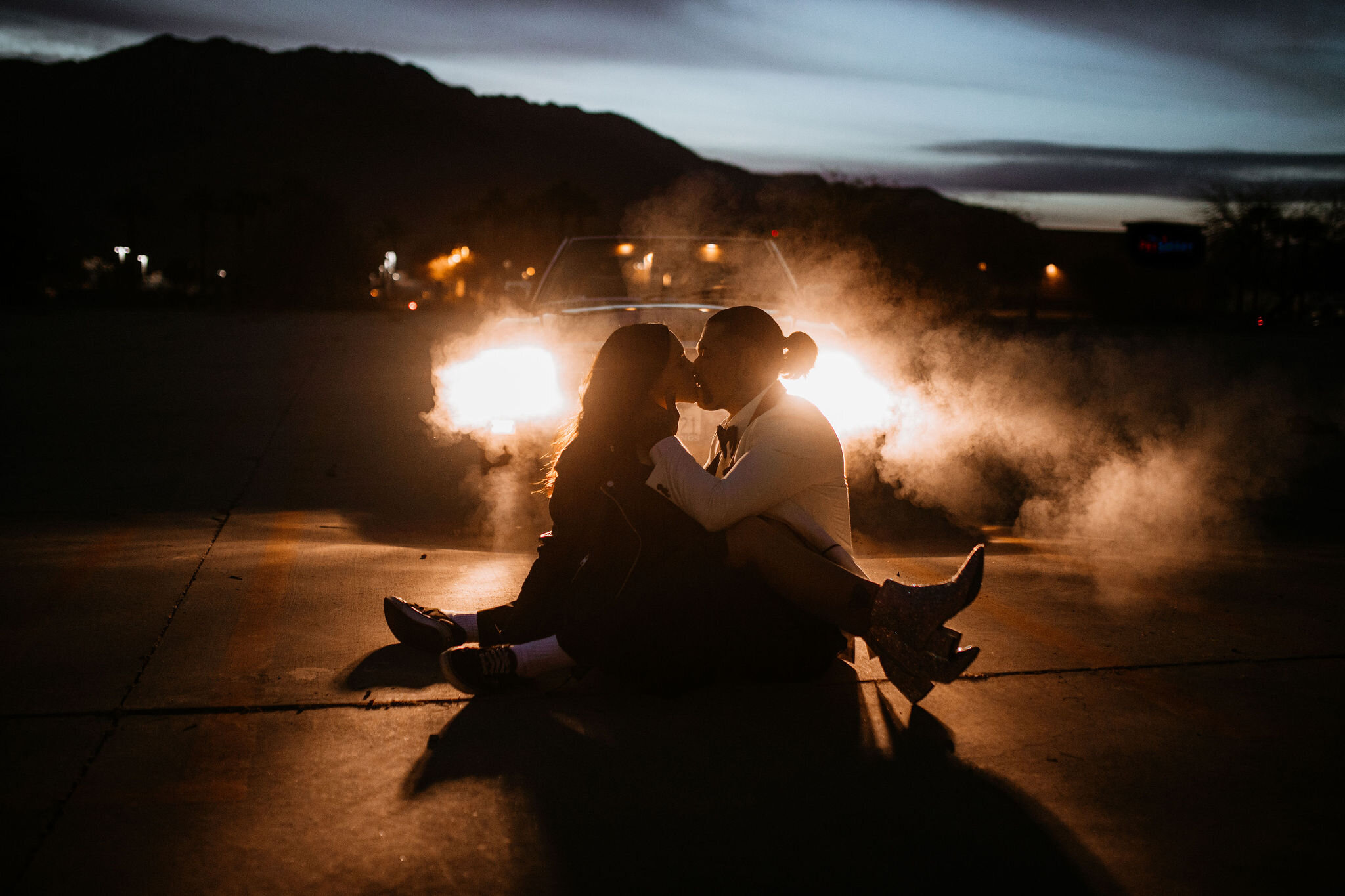 Car Lights at night Couples Photography