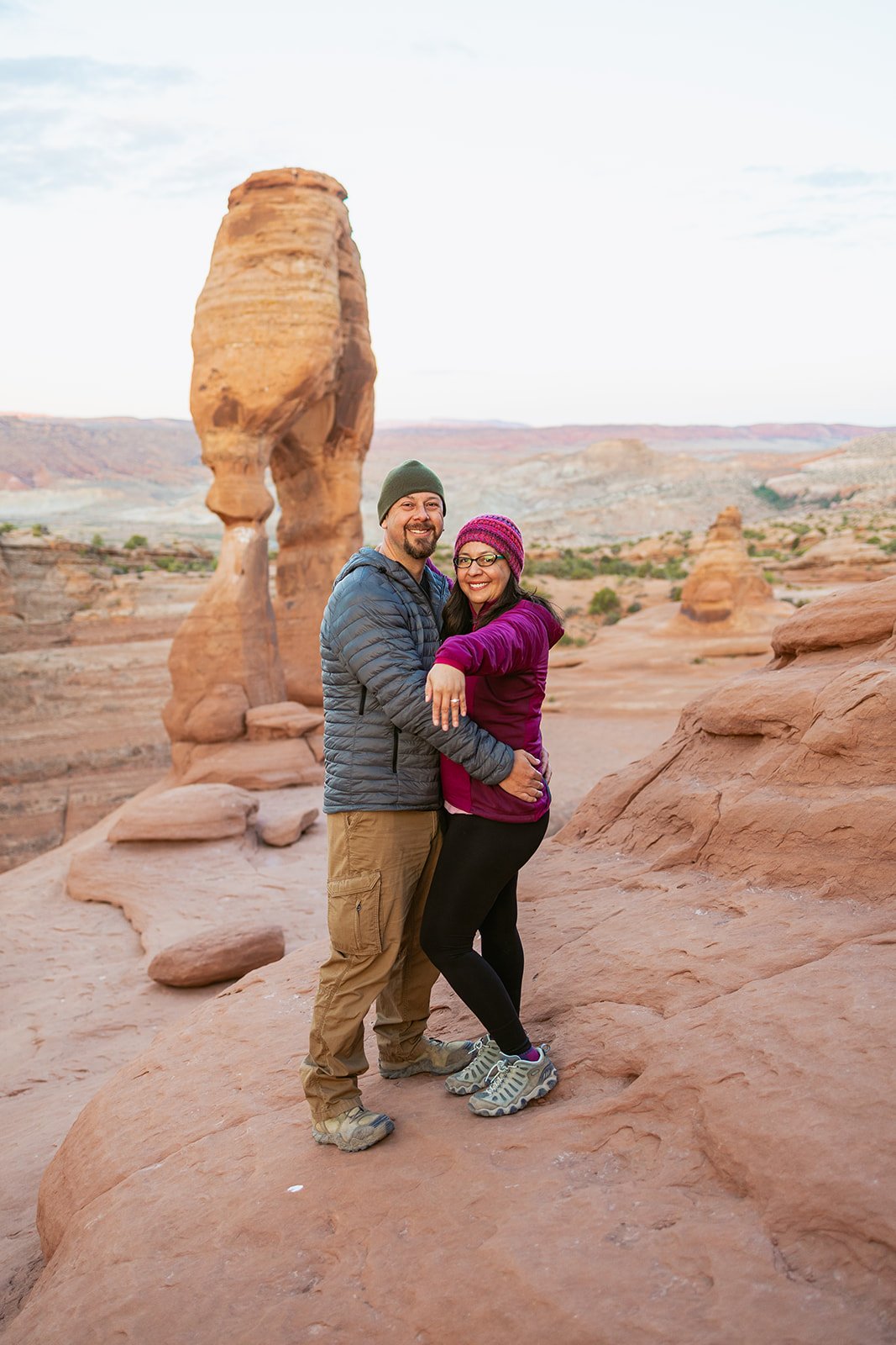 Surprise proposal hiking attire