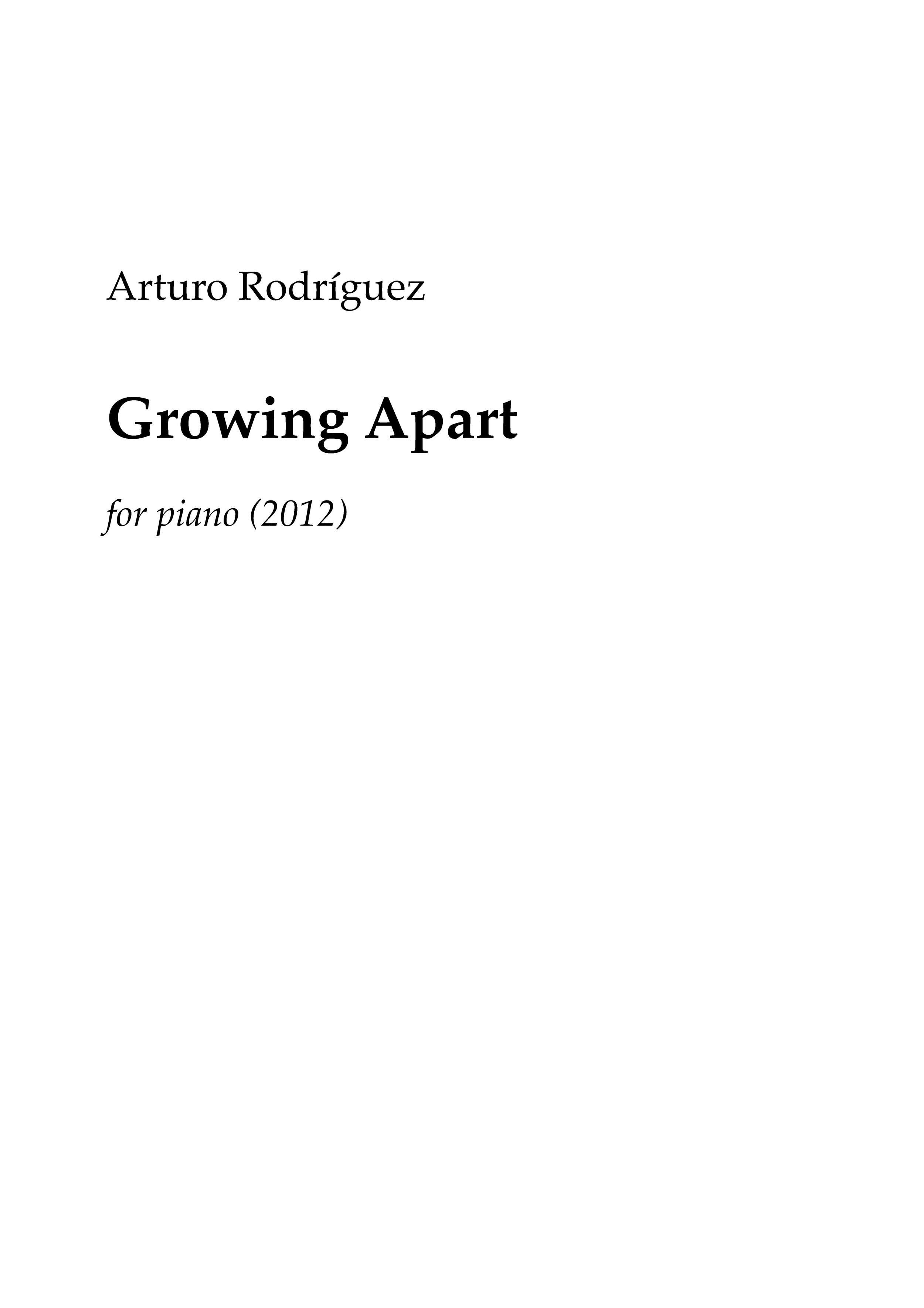 Growing Apart - for piano