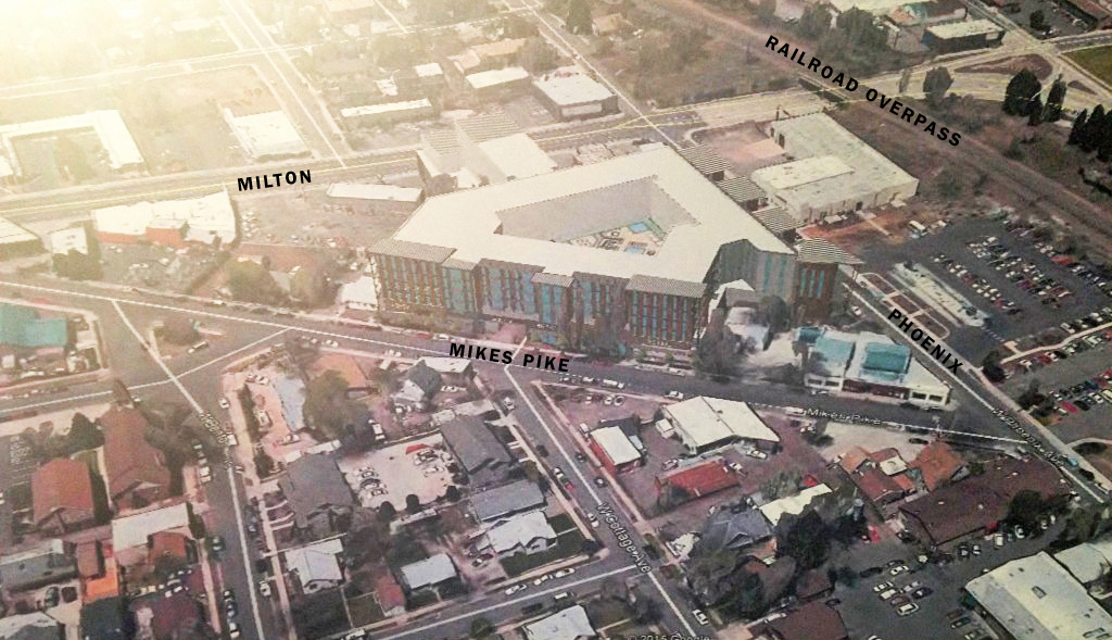 The style of the Hub 2 is different from this early version shown by Core Campus at public meetings, but the total size and shape is the same.
