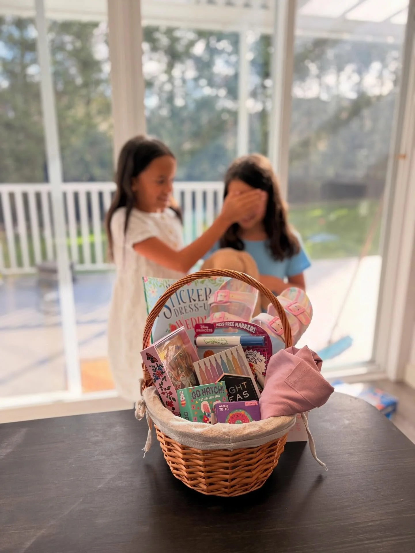 Trying to show what we are giving for Easter without showing them what we are giving for Easter. Too easy. 
Mess free markers @bendoninc 
Sticker books, dog cards, card games, and special pens from @raincoastbooks 
Sandals and shirt @target