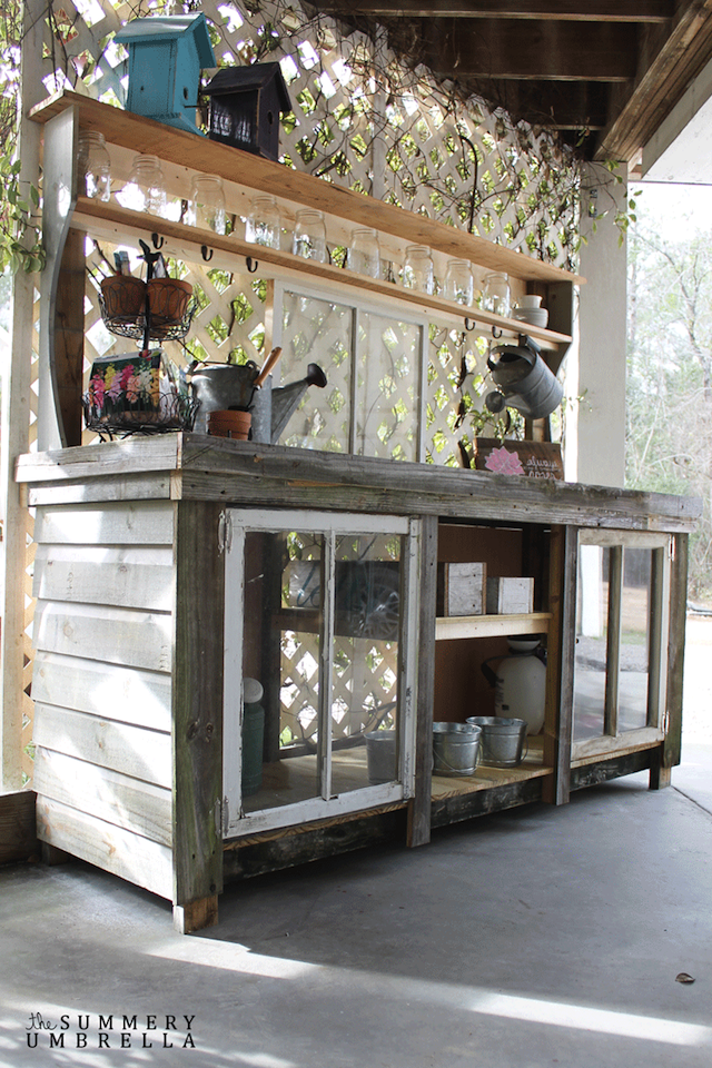 How to Build a Potting Bench from The Summery Umbrella
