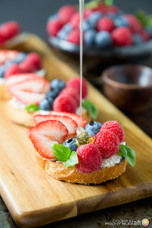 Triple Berry Honey Bruschetta from Cooking on the Front Burner