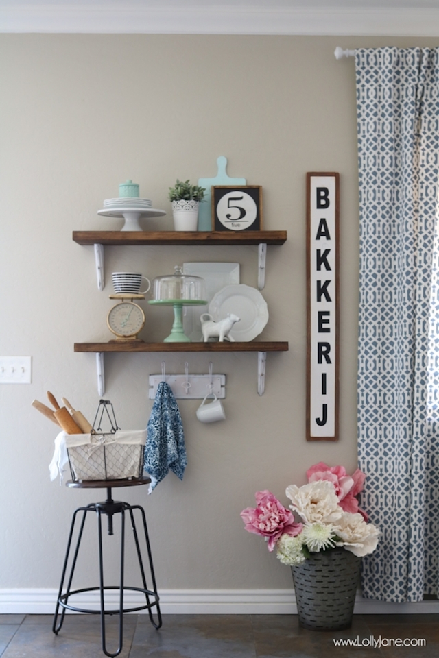 Farmhouse Chic Dining Room Shelves from Lolly Jane