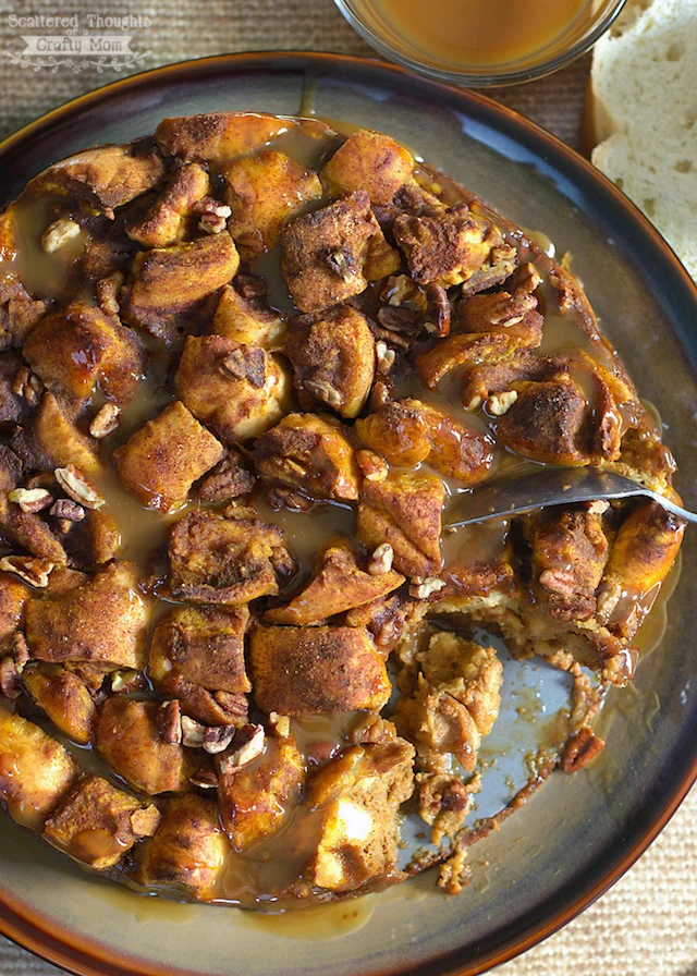 Pumpkin Pie Bread Pudding w/Carmel Sauce from Scattered Thoughts of a Crafty Mom