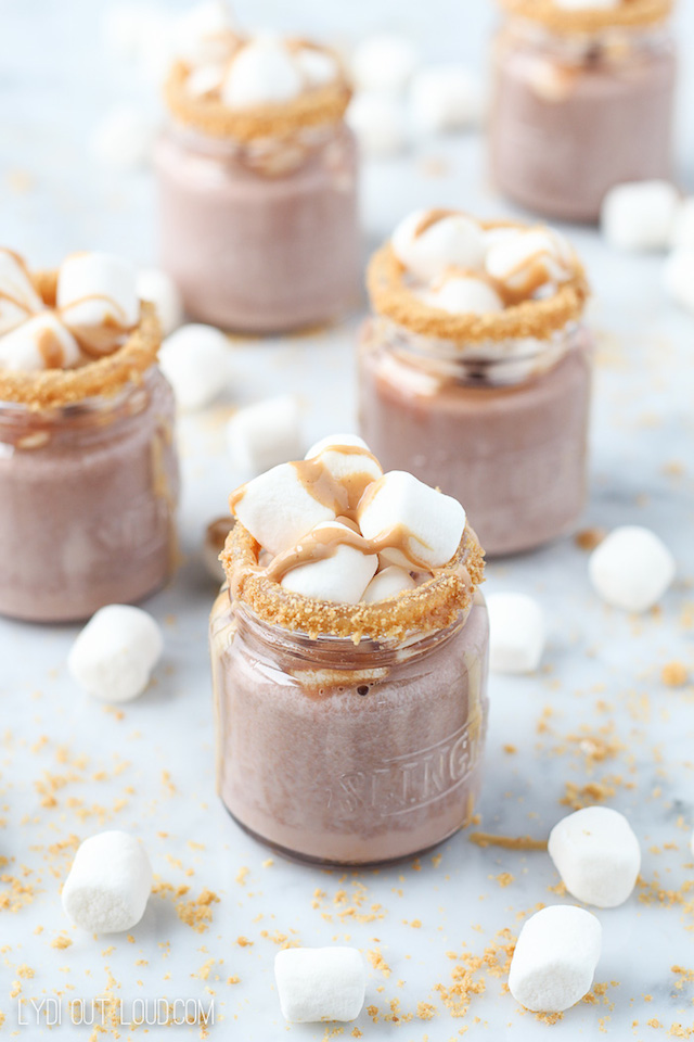 Fluffer Nutter Hot Chocolate Shooters from Lydi Out Loud
