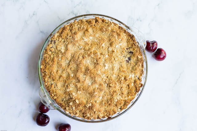 Cherry Crisp Recipe with Almond Whip Cream from Thinking Outside the Sandbox