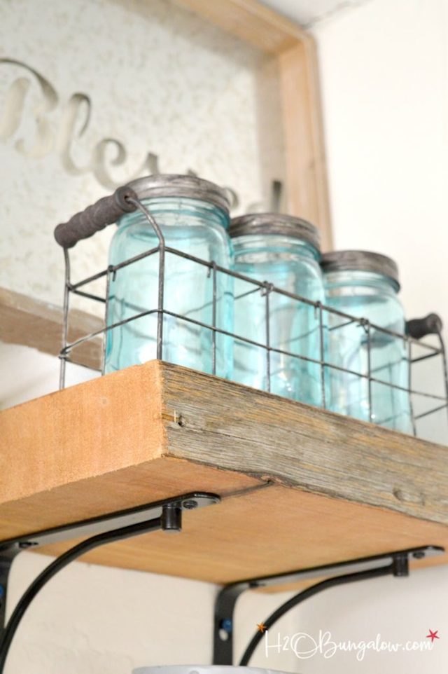 DIY Reclaimed Wood Kitchen Shelves from H2O Bungalow