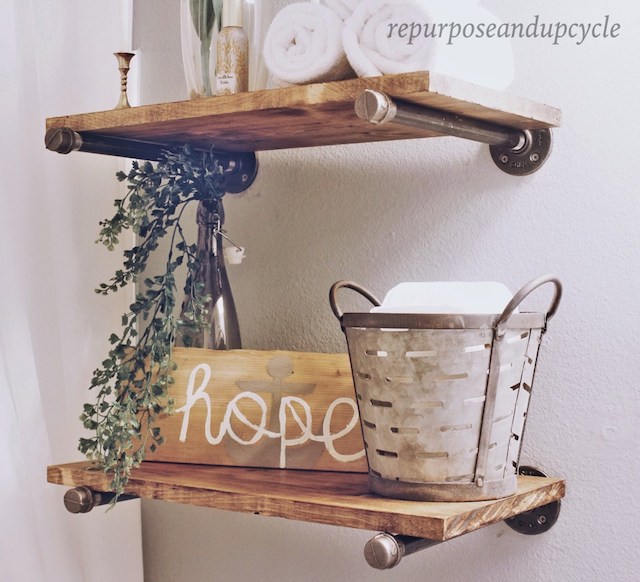 DIY Industrial Shelves from Repurpose and Upcycle