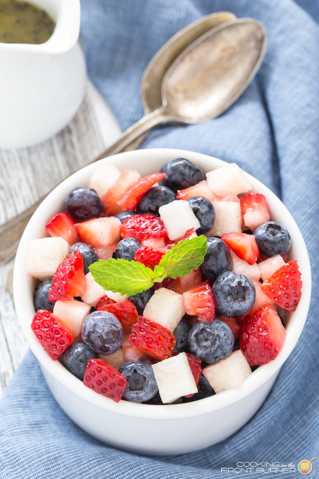 Patriotic Honey Poppy Seed Salad from Cooking on the Front Burner