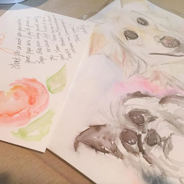 Just dropped off a commissioned pet painting off to a wonderful customer. Don't forget to order yours today! These make great Mother's Day gifts :) #3penniesdesigns #petsofinstagram #watercolors #oohlala