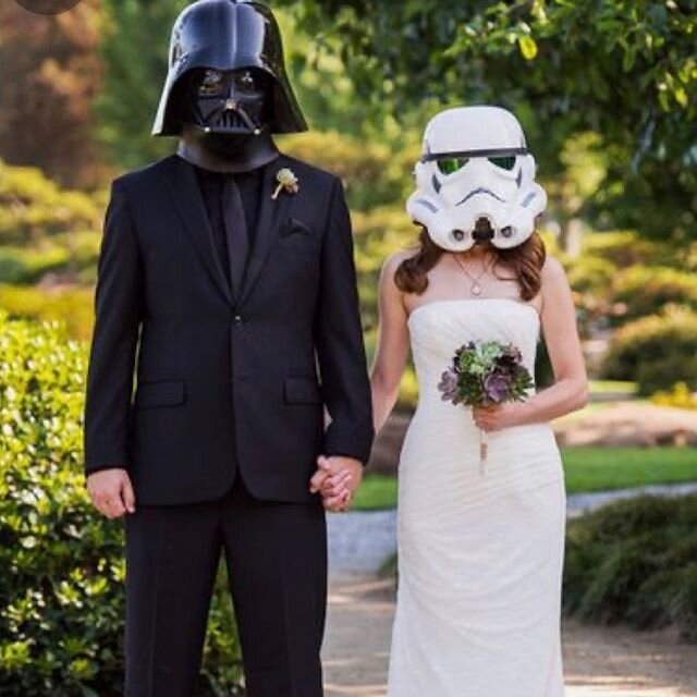 May the 4th be with you! Love this Star Wars themed photo shoot for one out of this world couple. Check out our story for even more Star Wars themed wedding ideas. If you are as big of a Star Wars (nerd) fan as my husband is these might be the perfec