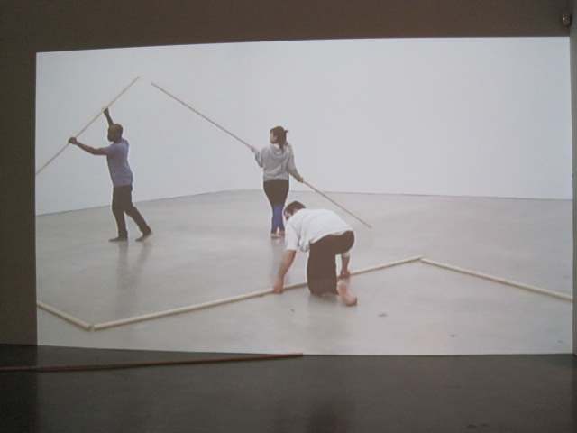 Brody Condon, Line Up (After Trisha), 2011, performance documentation installation