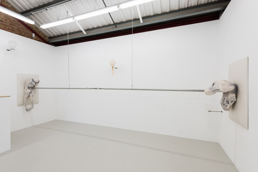 Ivana Basic, Populations of phantoms resembling me #1 and #2 , 2016 Throat wanders down the blade... , Annka Kultys Gallery, London, 2016, installation view