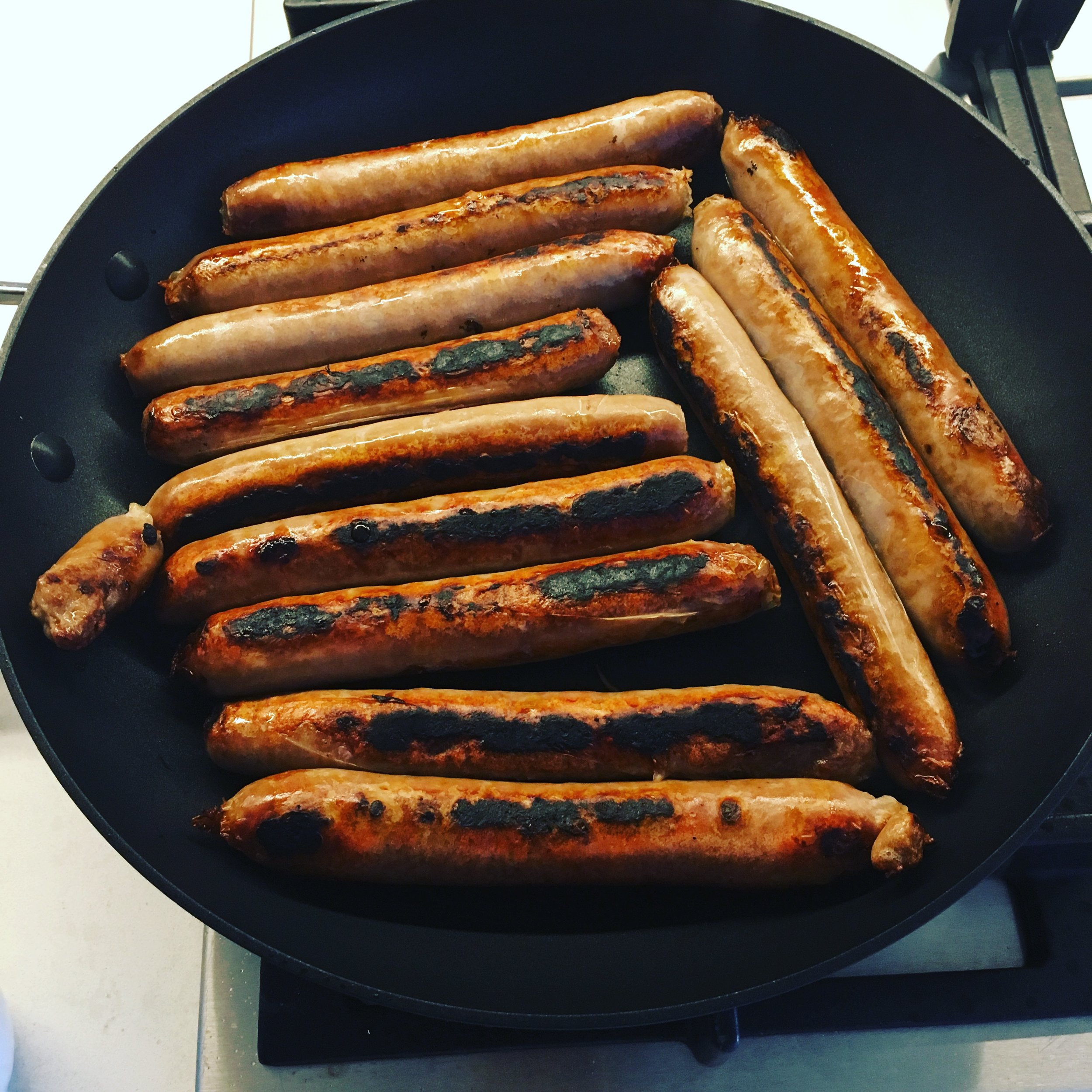 Sizzling sausages