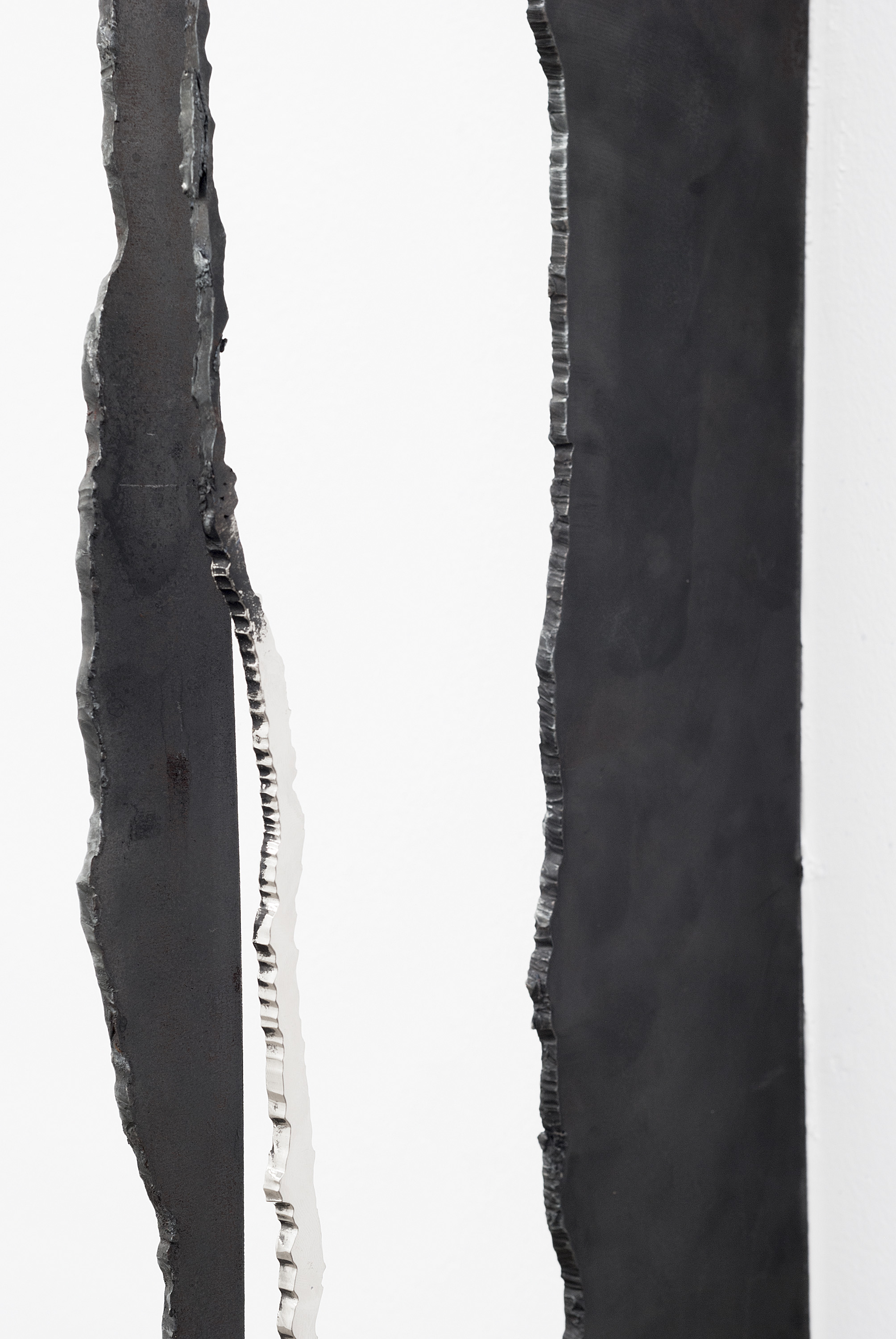 Cascade (Detail), Enamel and steel with graphite and nickel plating, 70 X 10 inches, 2013