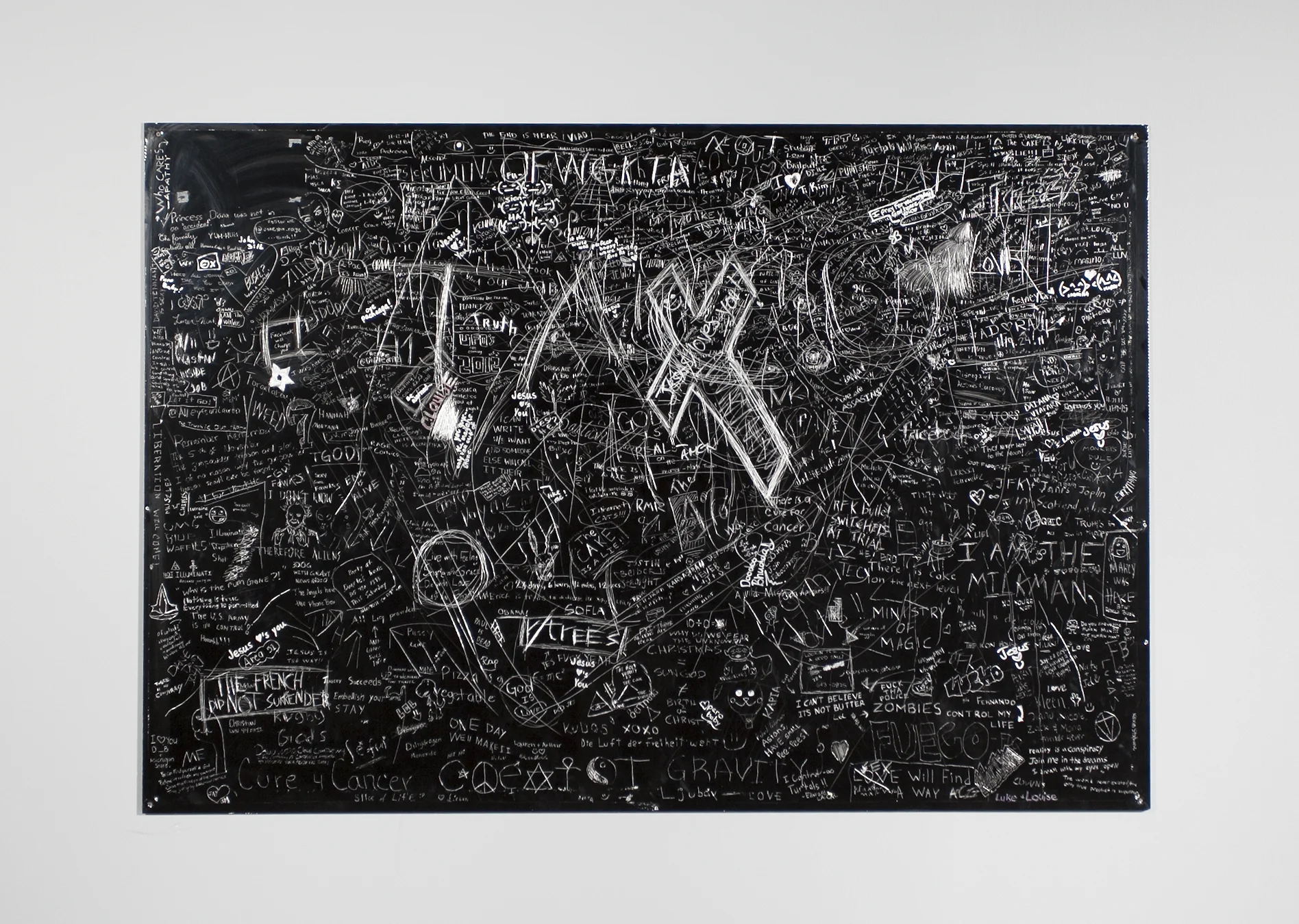 Faith, Faith, Crowd sourced collaborative drawing at Florida International University, Incised aluminum with baked enamel finish, 56 X 48 inches, 2011