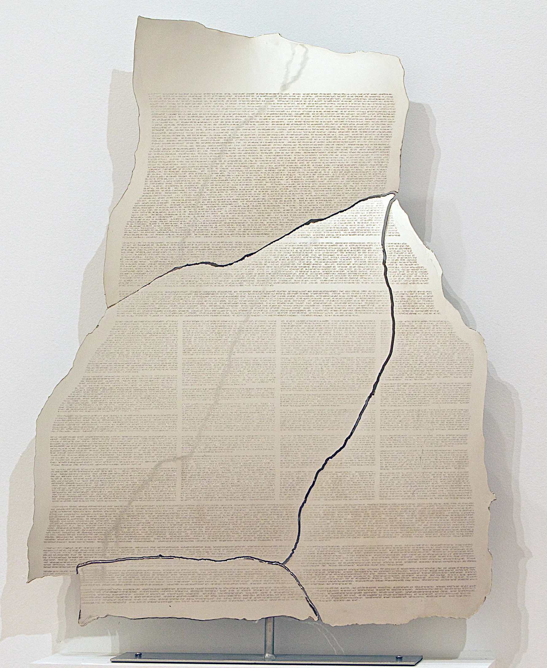 Tablet 12, English, Spanish and Haitian Creole transcriptions engraved onto polished nickel plated aluminum, 2012