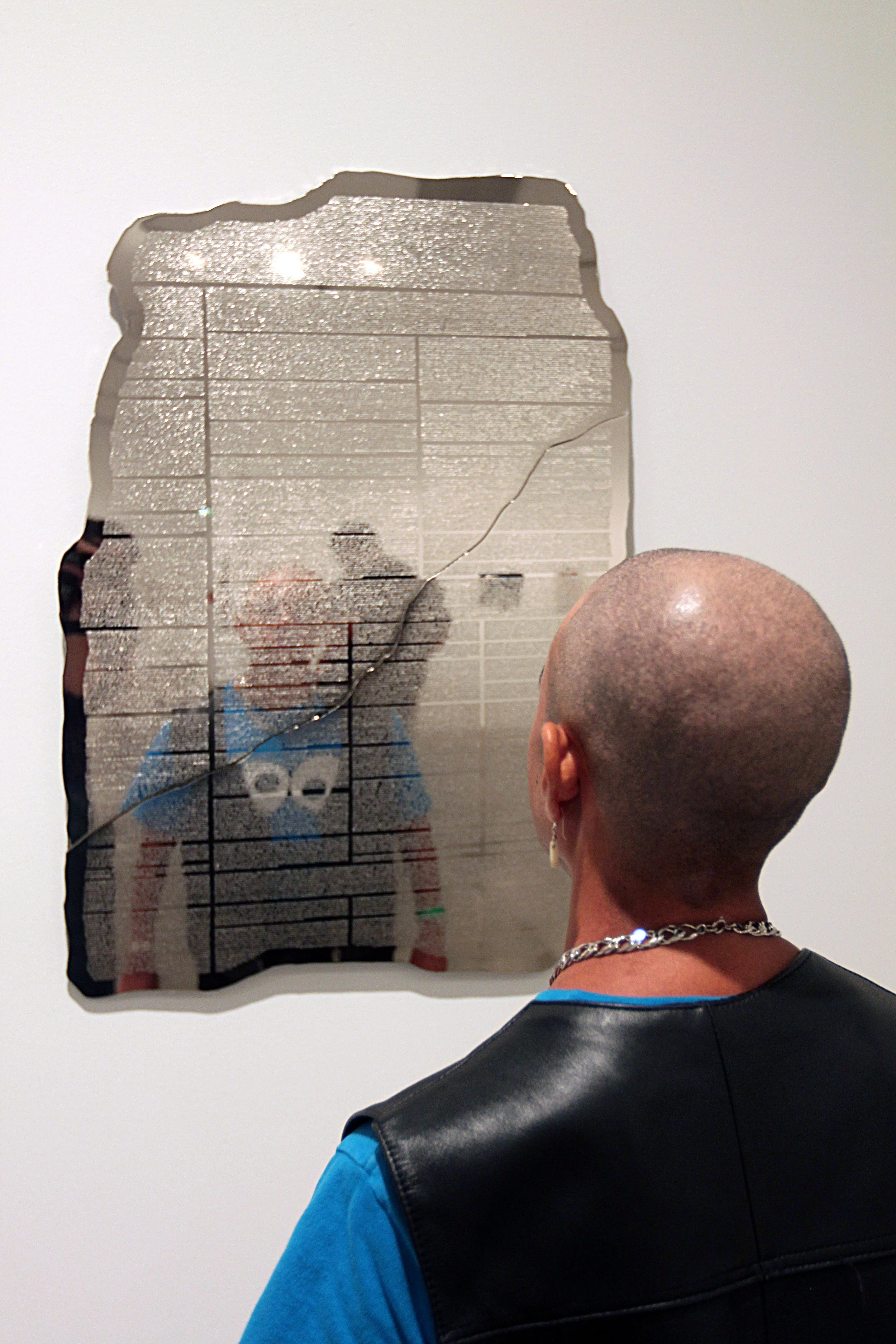 Michael Genovese, Hand carved codex onto aluminum artworkat Perez Art Museum, Miami, FL