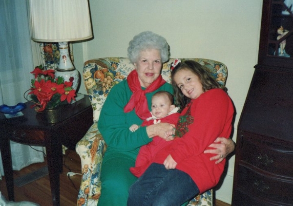 Aunt May with me and my baby sister Olivia. 