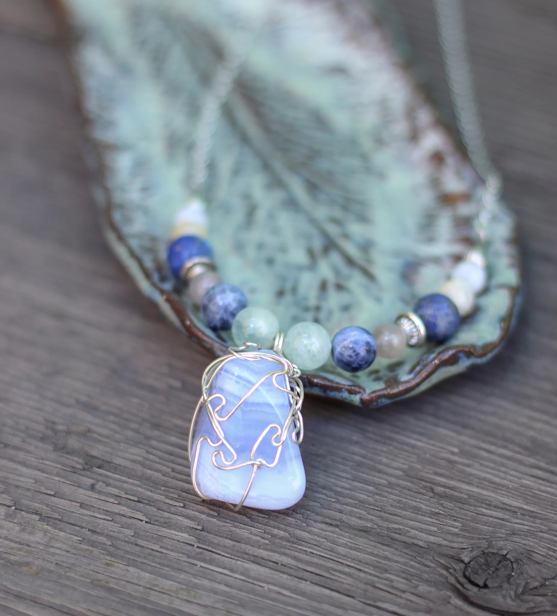 Streams of Peace Necklace - Blue Lace Agate