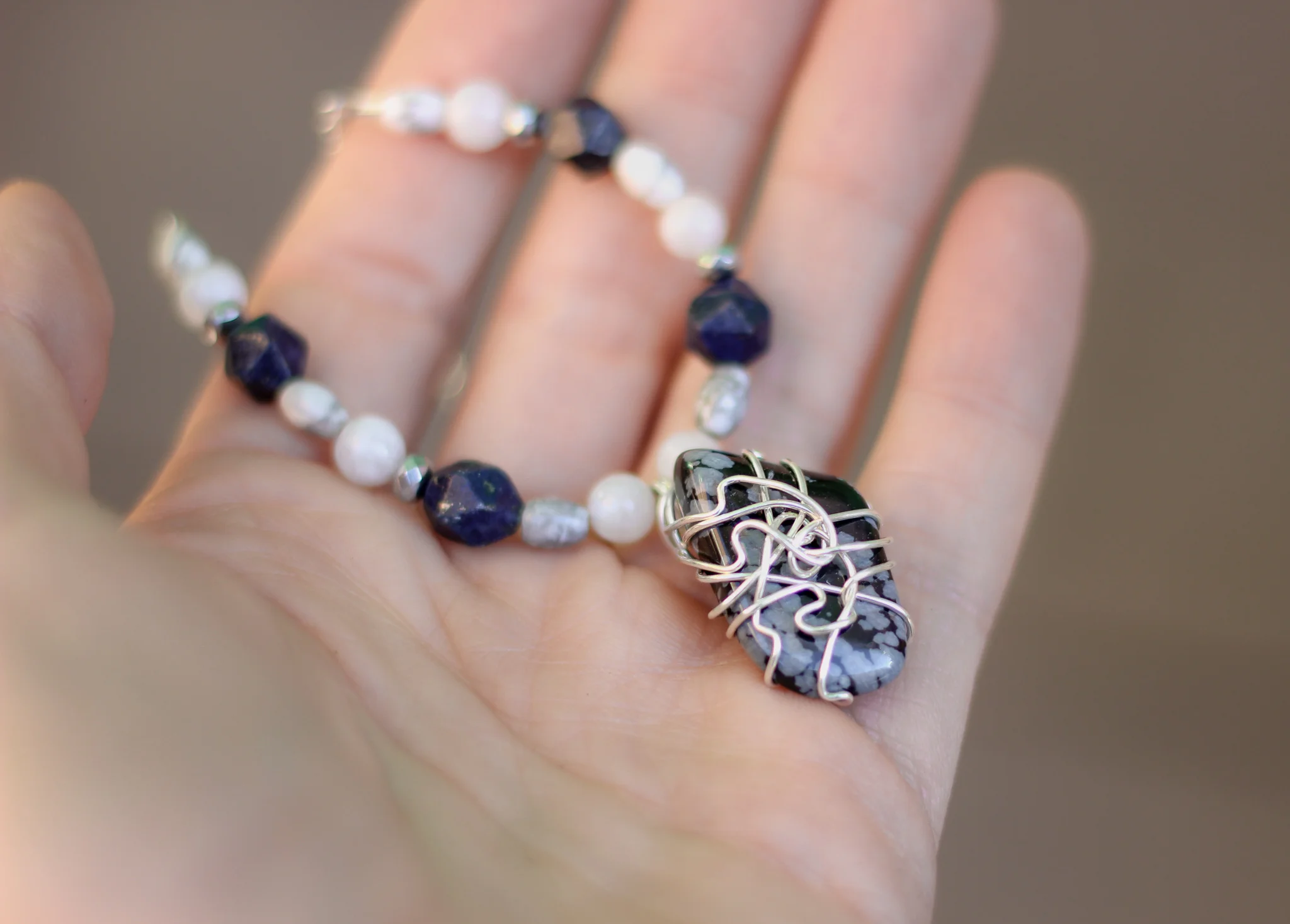 Divine Wisdom Necklace - Snowflake Obsidain