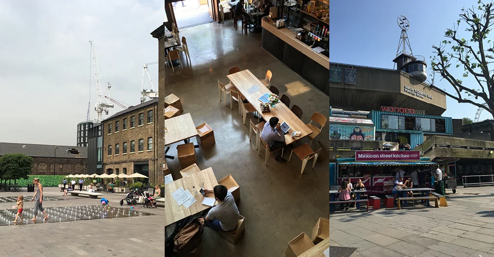 Granary Square, Kings Cross; The Cut at Young Vic Theatre; Southbank, London. Photos: Hahna Busch