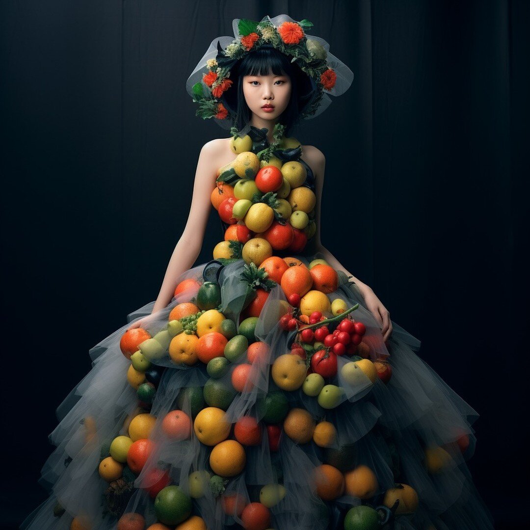 💫 In the bustling streets of Tokyo, there lived a Japanese woman named Sakura, who possessed a deep passion for sustainable fashion. Determined to reduce waste, she fashioned a dress made entirely of fruit remnants. With every stitch, she wove toget