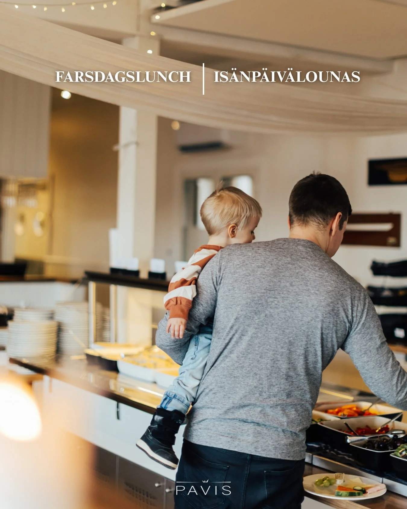 FARSDAGSLUNCH ❤️
📌S&ouml;ndag 9.11
Kl. 11-14
45&euro; / person
Barnpriser - 20&euro; (4-11 &aring;r), 35&euro; (12-15 &aring;r), gratis f&ouml;r barn under fyra &aring;r 

Samla hela familjen och fira far med en lunch p&aring; Pavis. P&aring; farsda