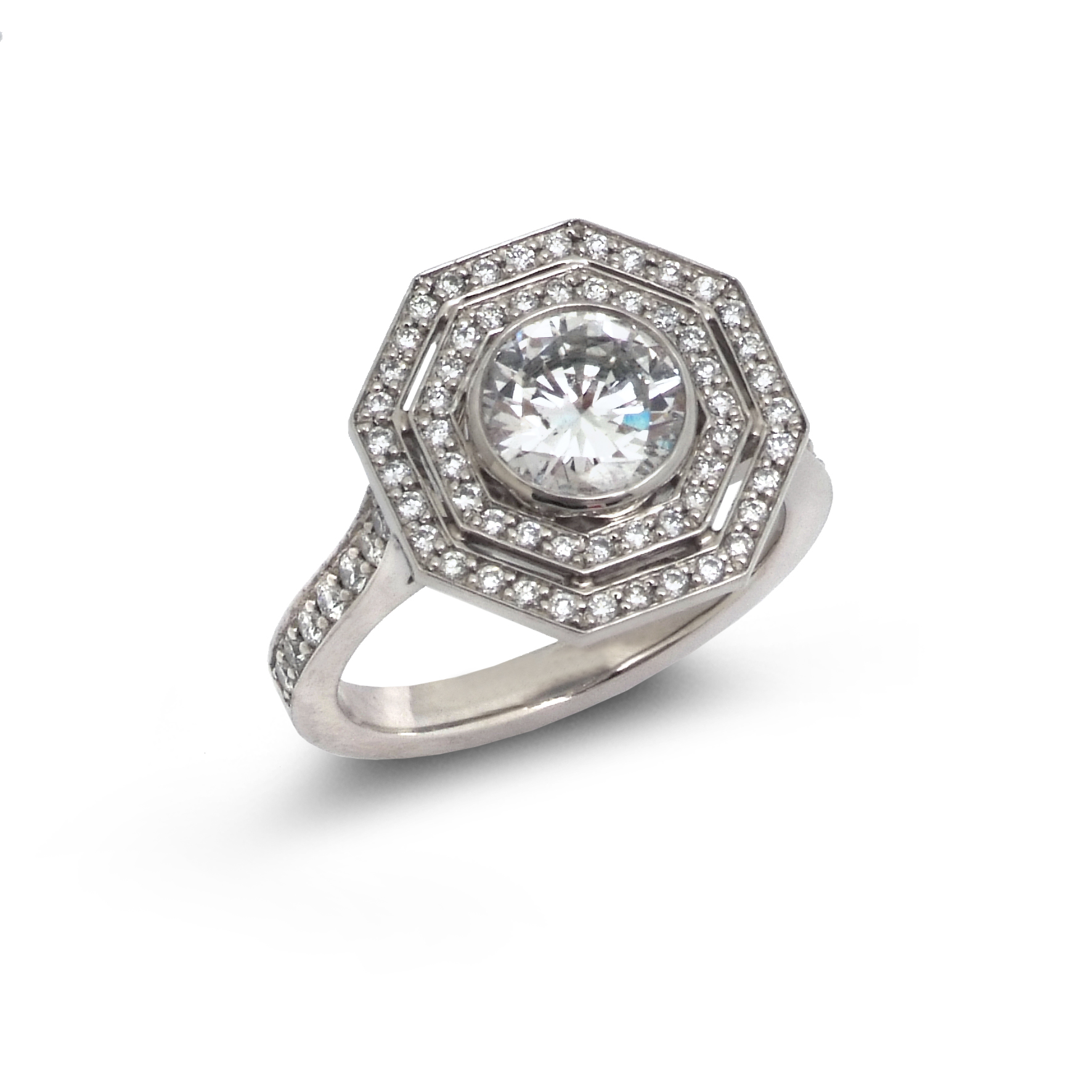 Octagonal diamond target ring top view