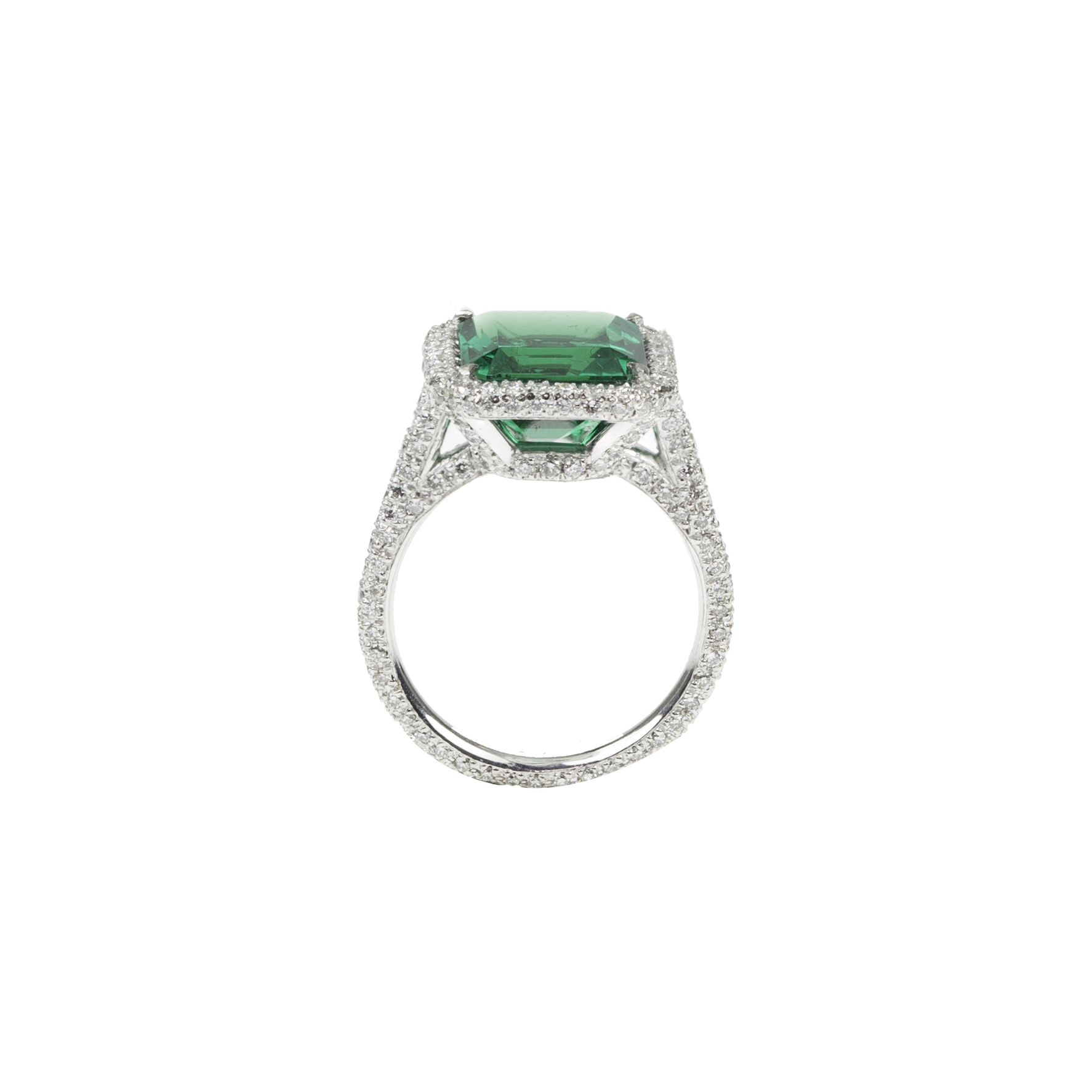 Emerald & Diamond Microset Ring Side