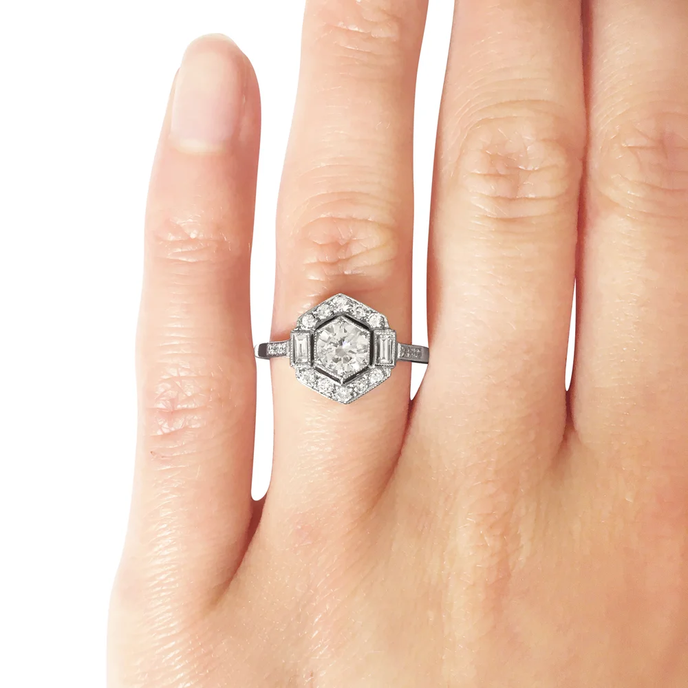 Antique Hexagon Engagement Ring