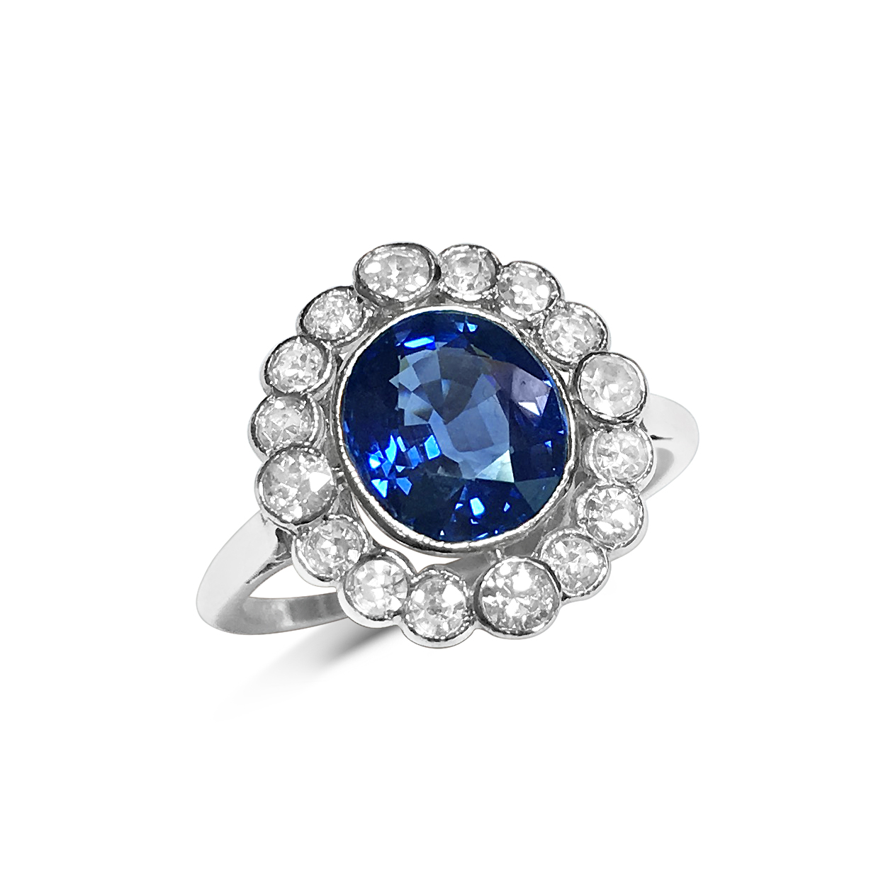 Sapphire & diamond halo ring