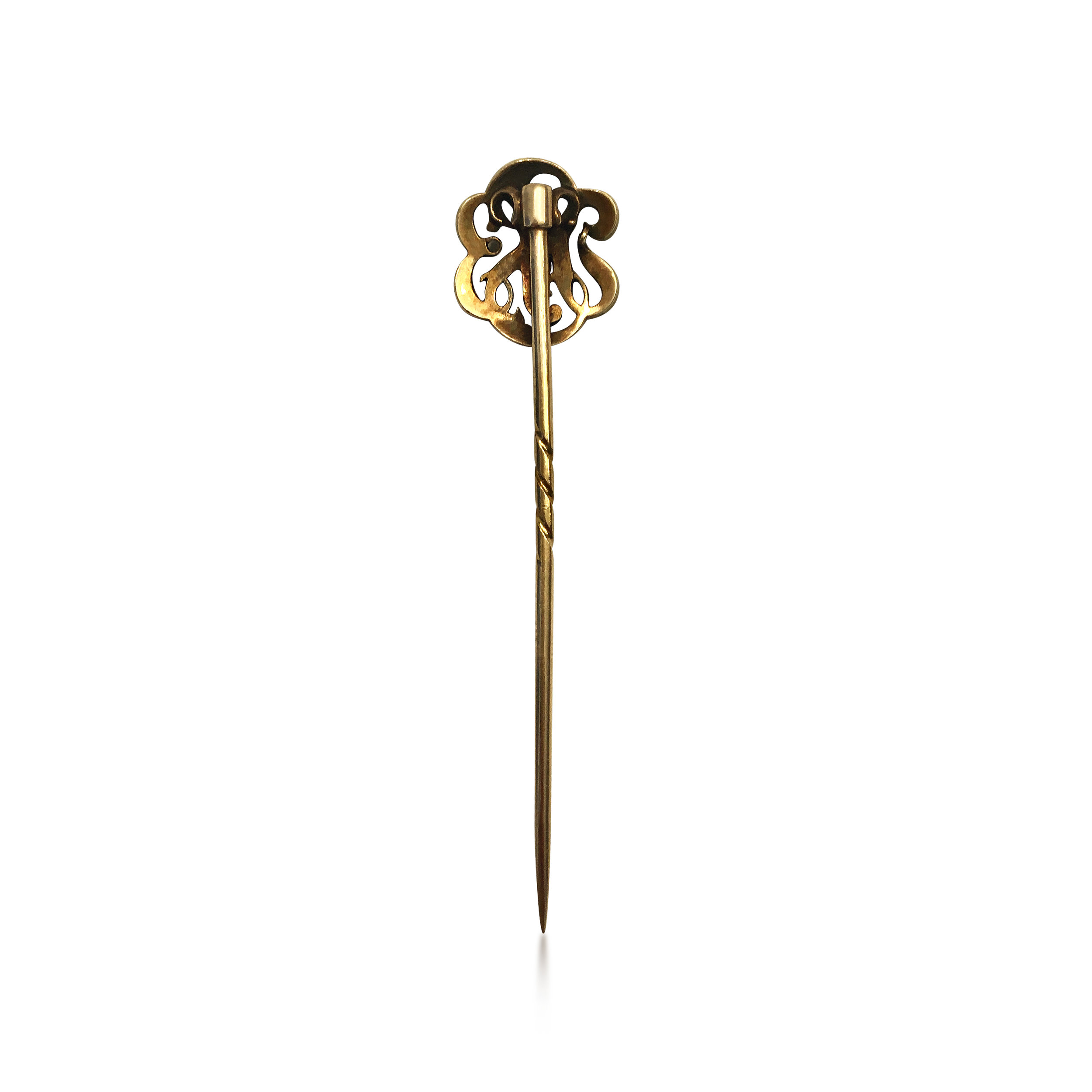 Antique diamond initialled stickpin back