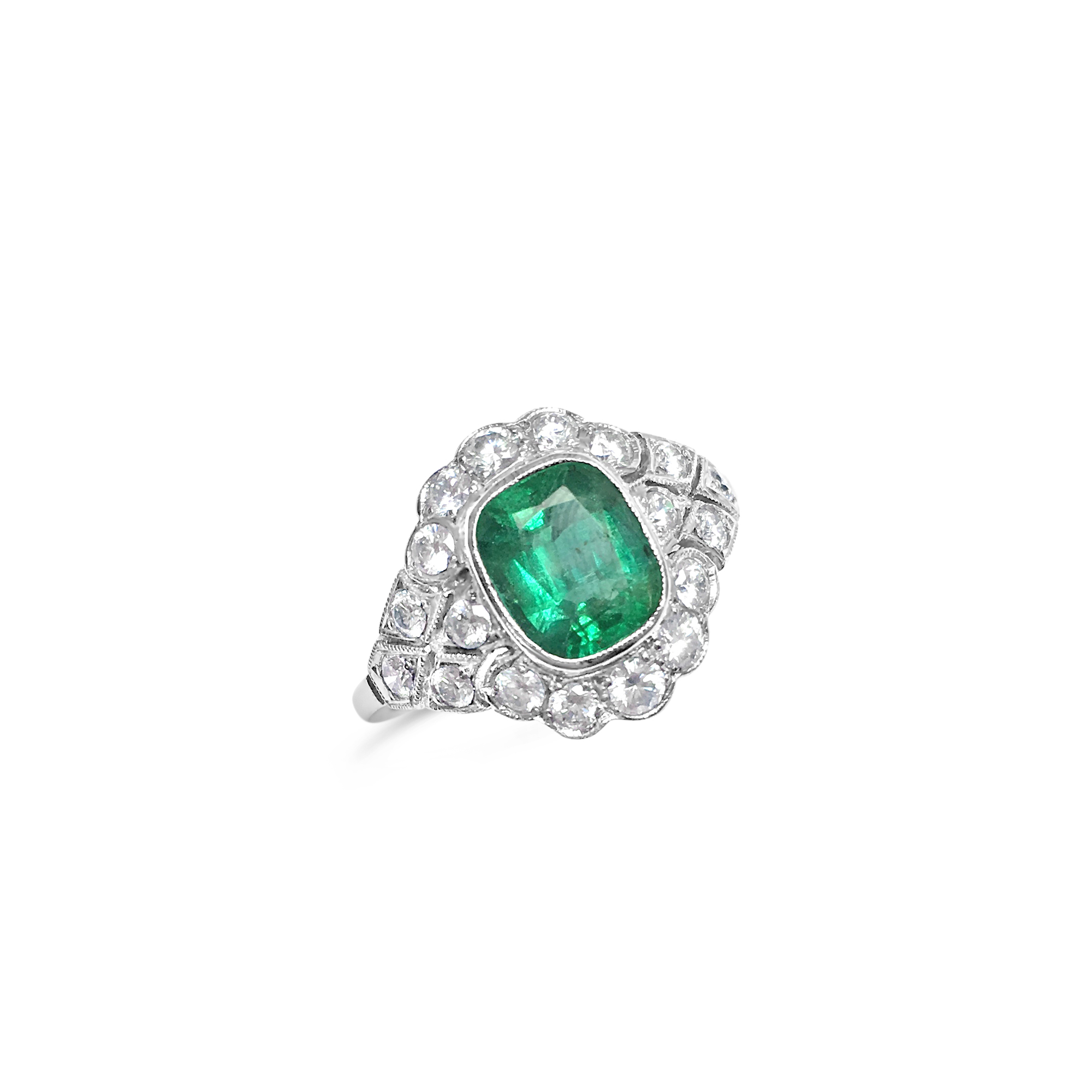 Cushion-cut Emerald ring