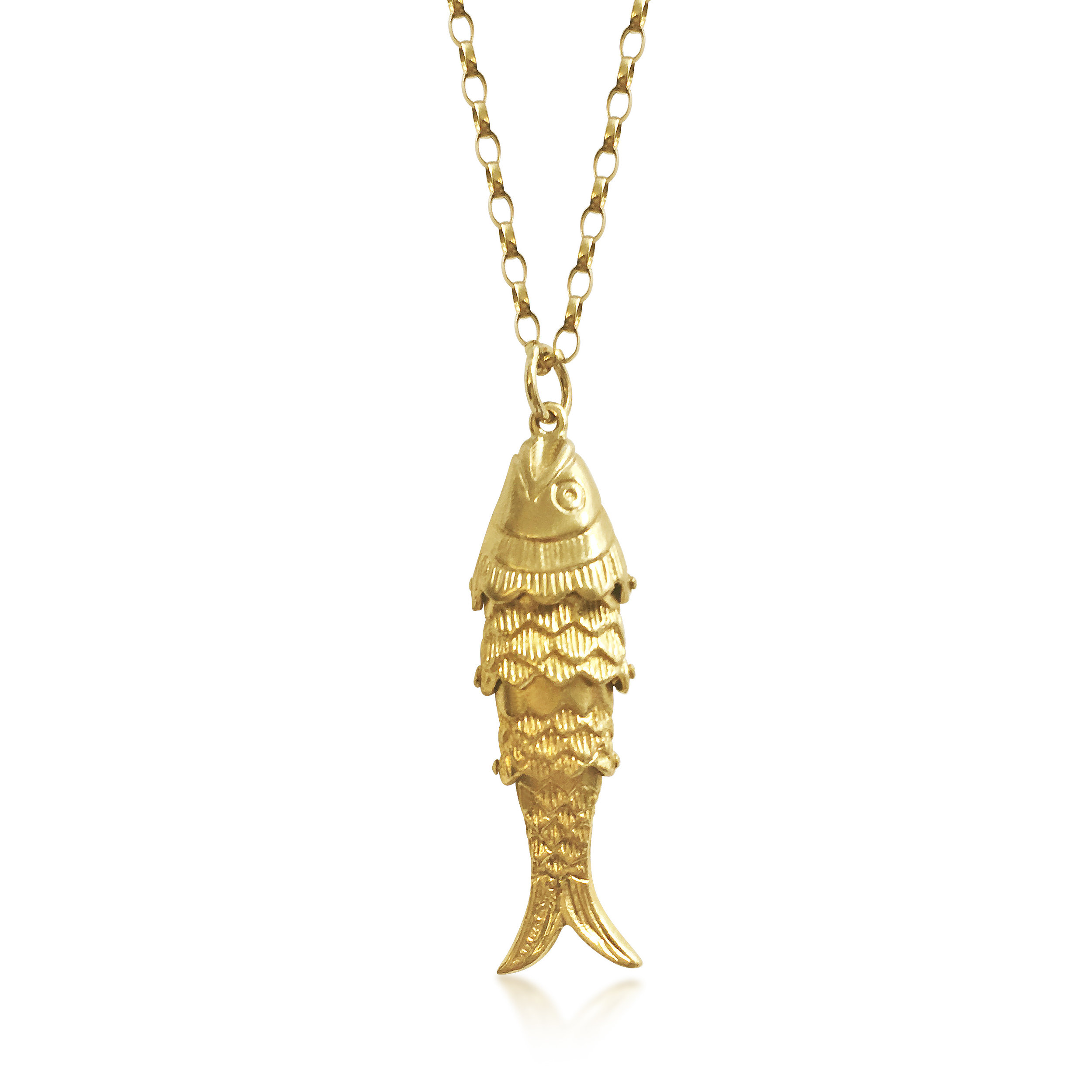 Vintage Gold Vermeil Purple Enamel Articulated Fish Charm Necklace –  Boylerpf