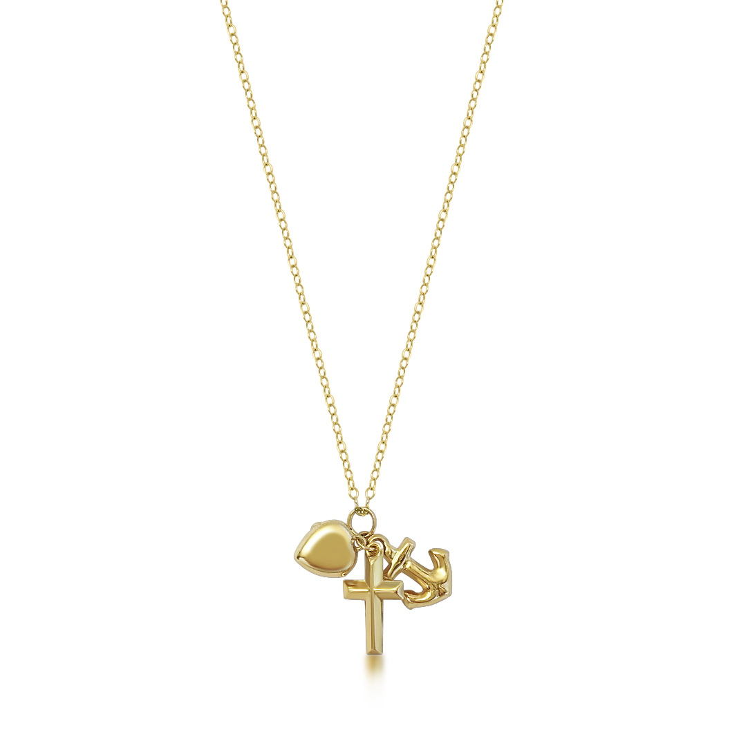 SOLD Vintage gold anchor, heart and cross charm pendant — Bear Brooksbank