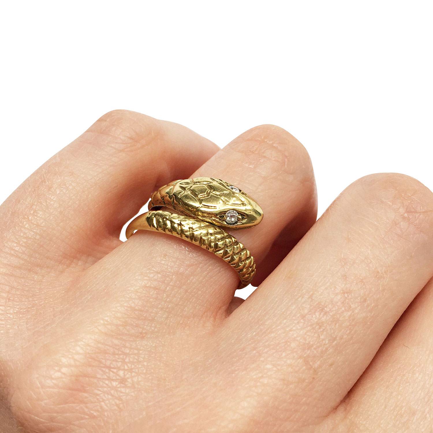 Vintage Gold Snake Ring Hand