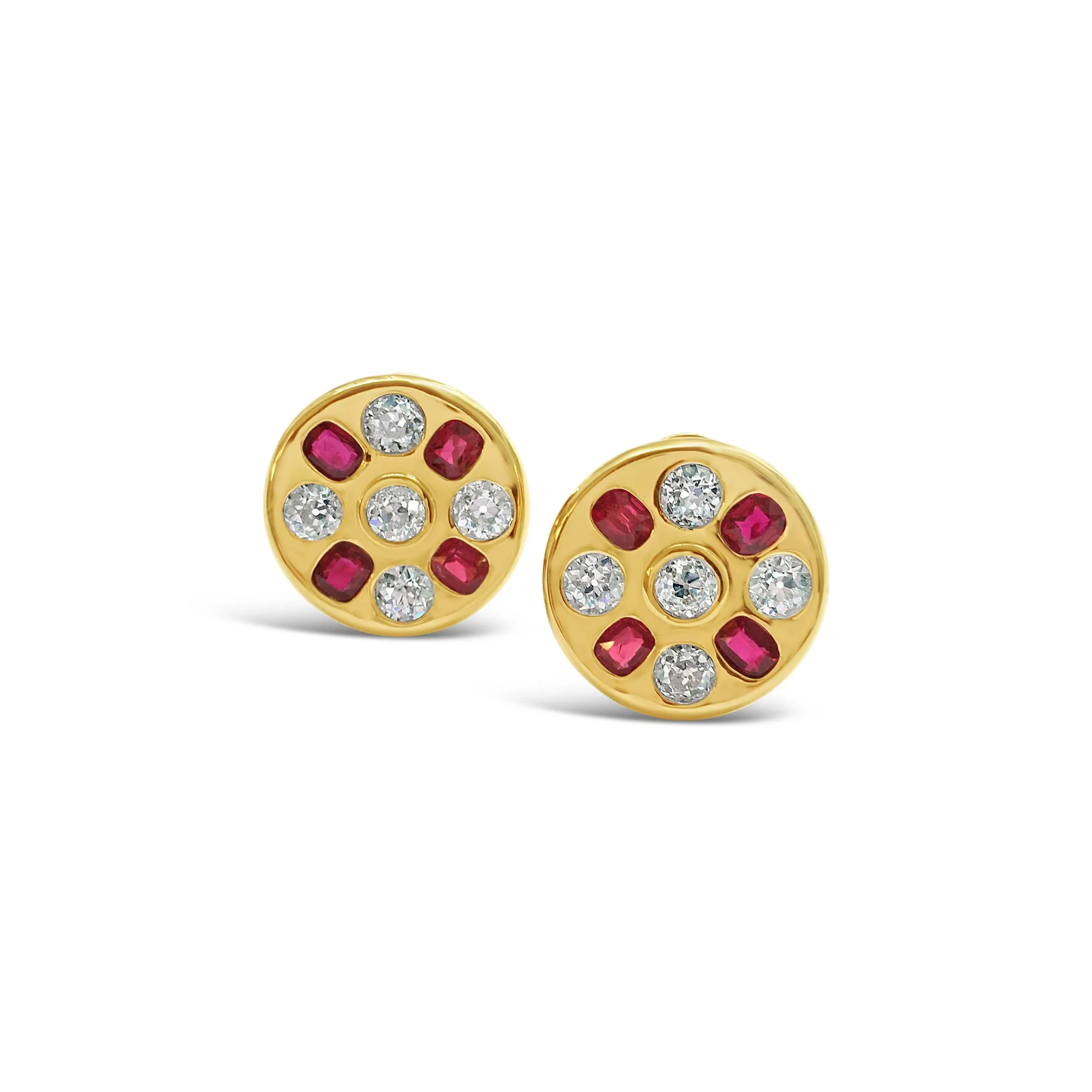 Ruby and diamond earrings front