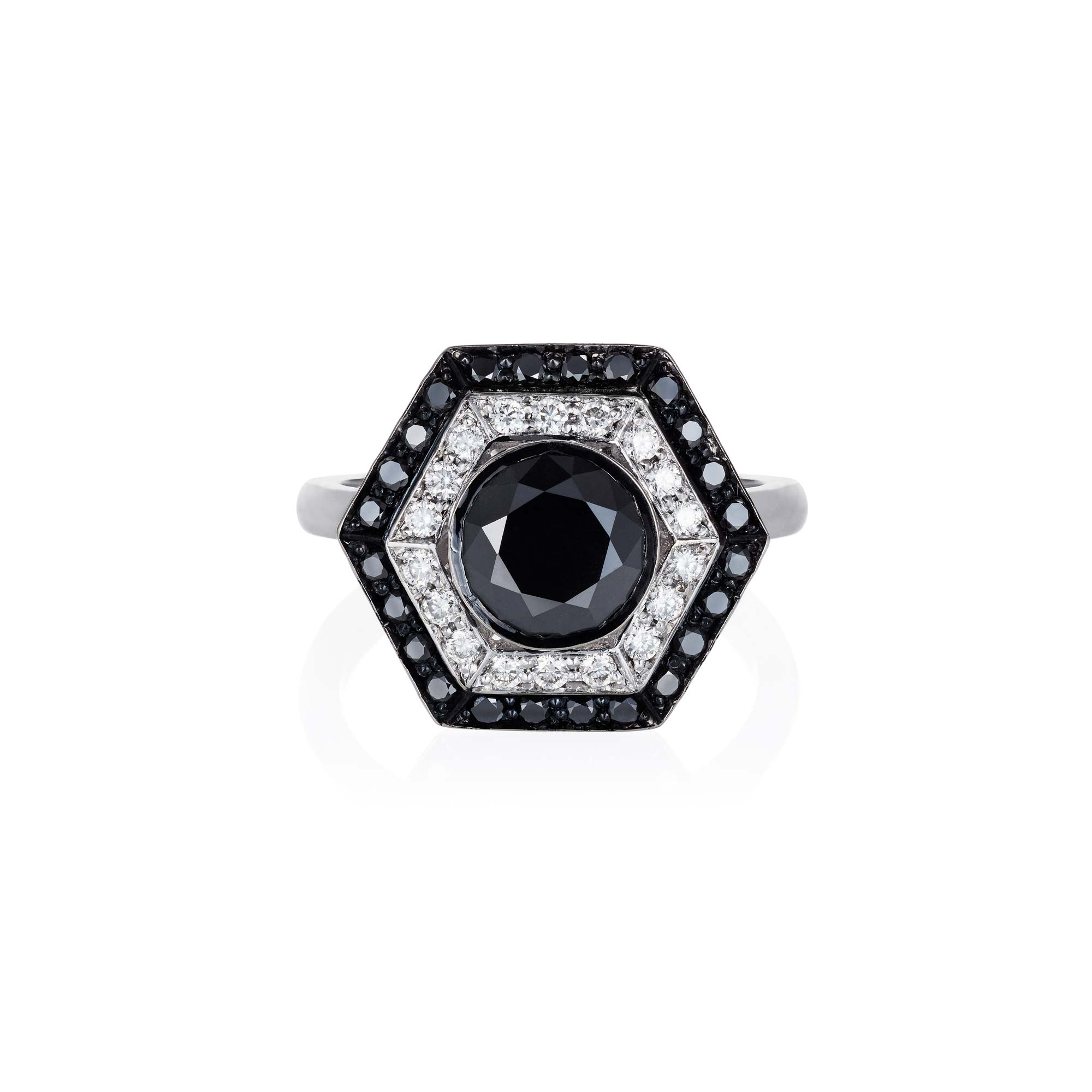 Black and white diamond ring top