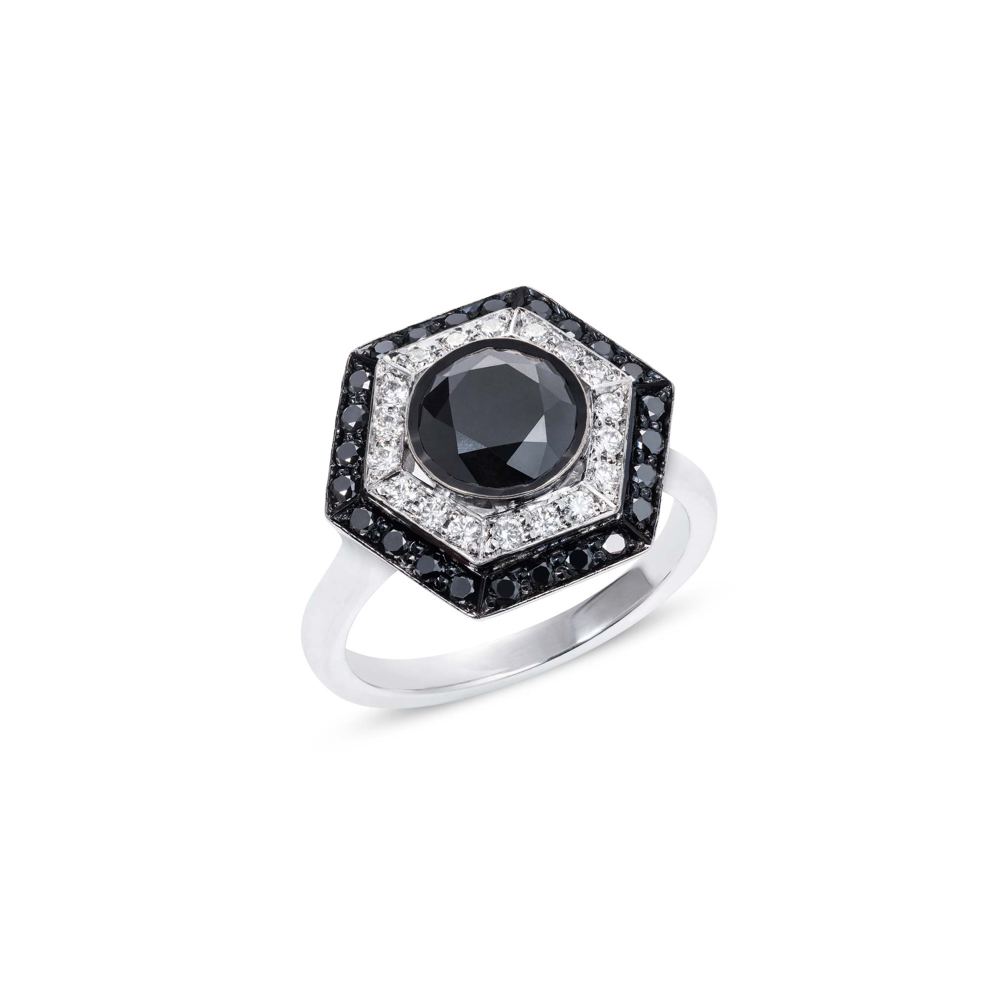 Black and white diamond ring