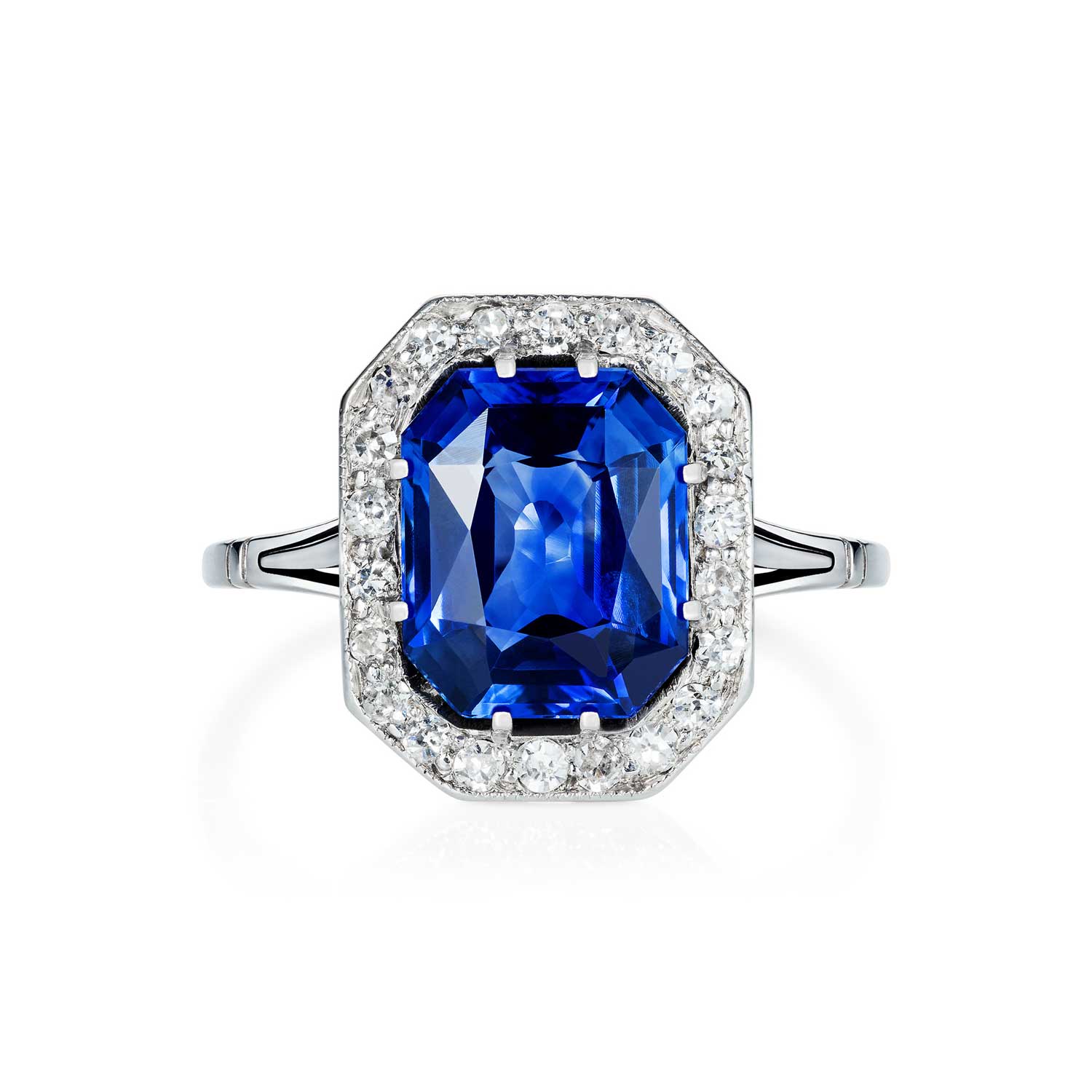 Art Deco sapphire and diamond ring top