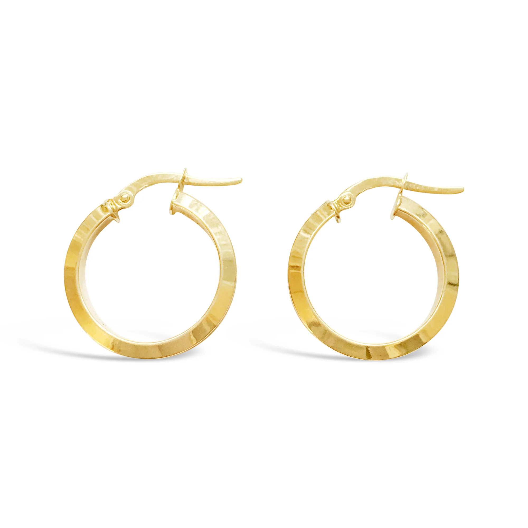 PAIR OF VINTAGE 9CT YELLOW GOLD SQUARE HOOP EARRINGS. Hoop diameter measuring 20mm.