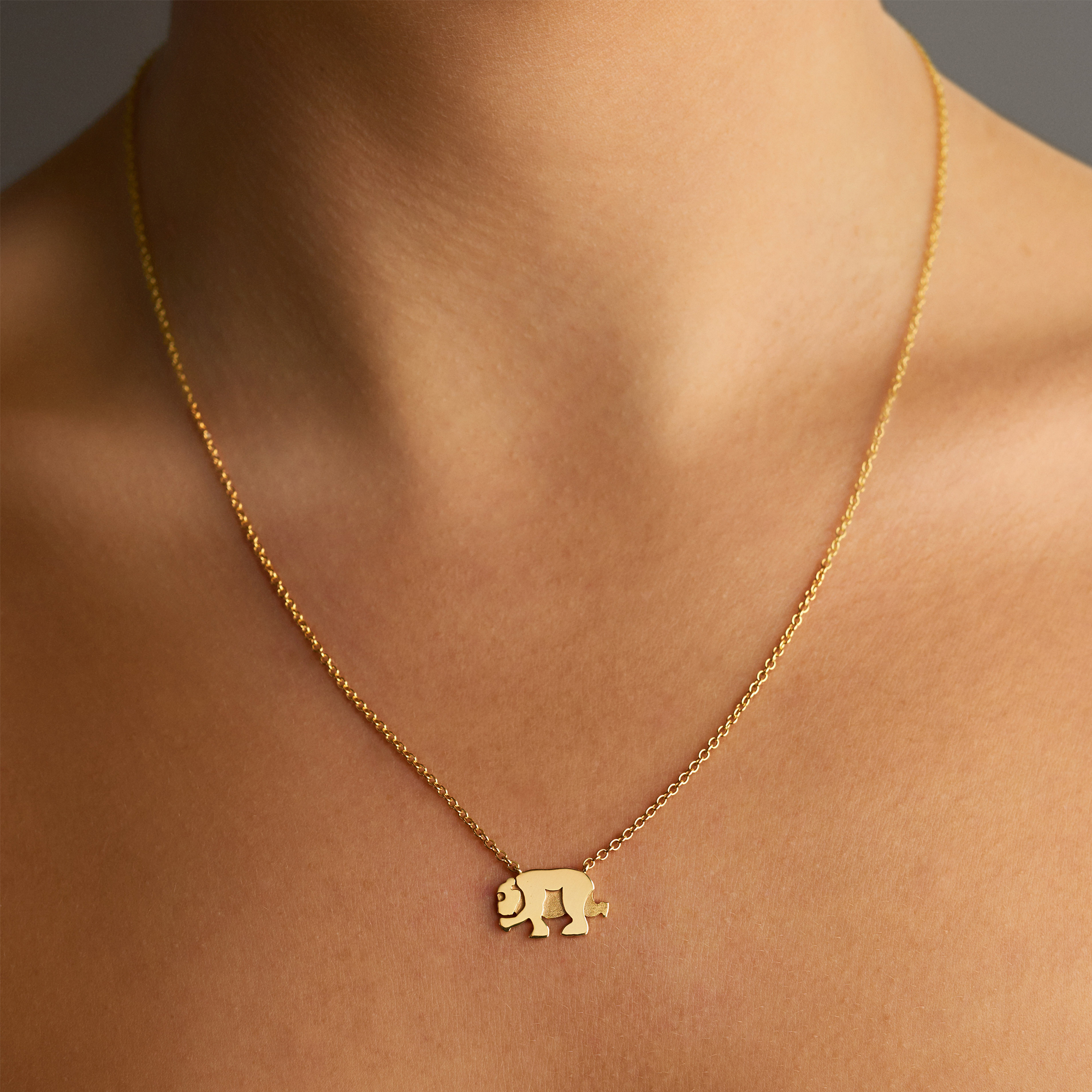Rhinestone Bear Charm Necklace | SHEIN IN