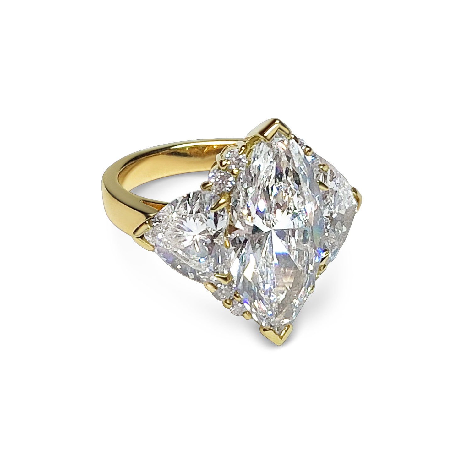 Bespoke marquise and heart-shaped diamond ring, mounted in 18ct yellow and rose gold