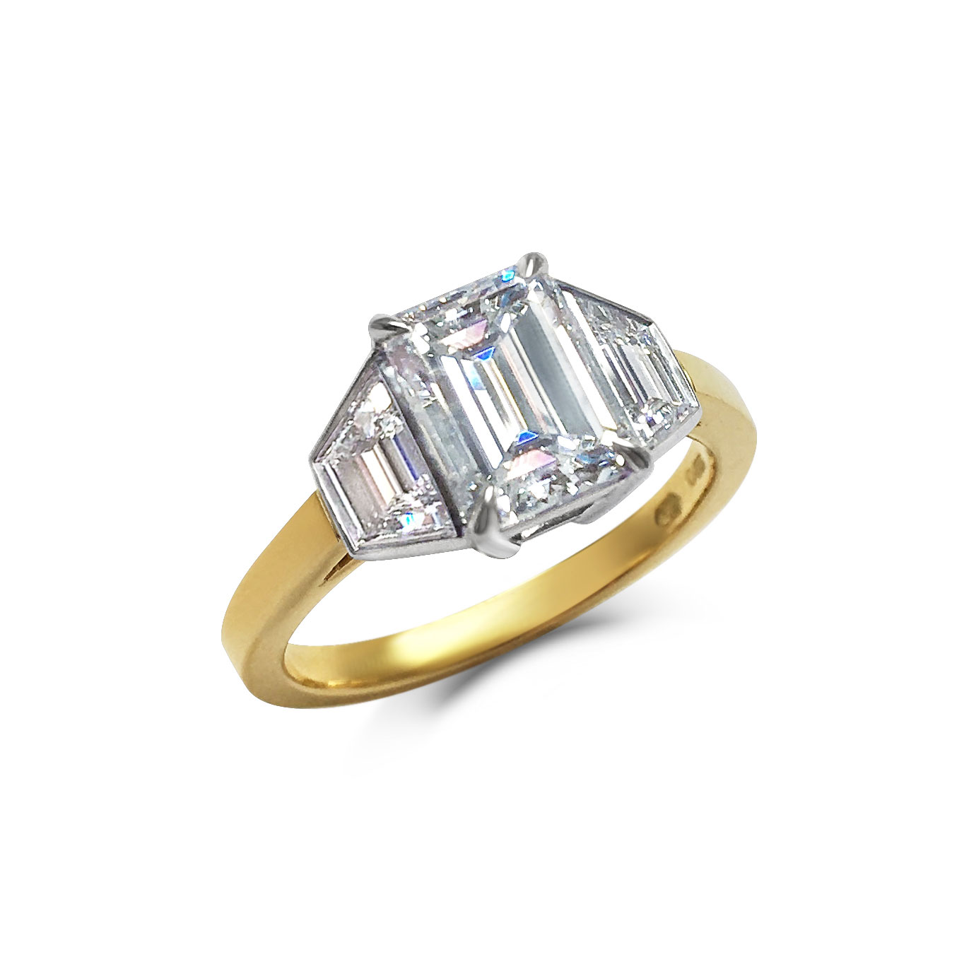 Emerald-cut diamond ring