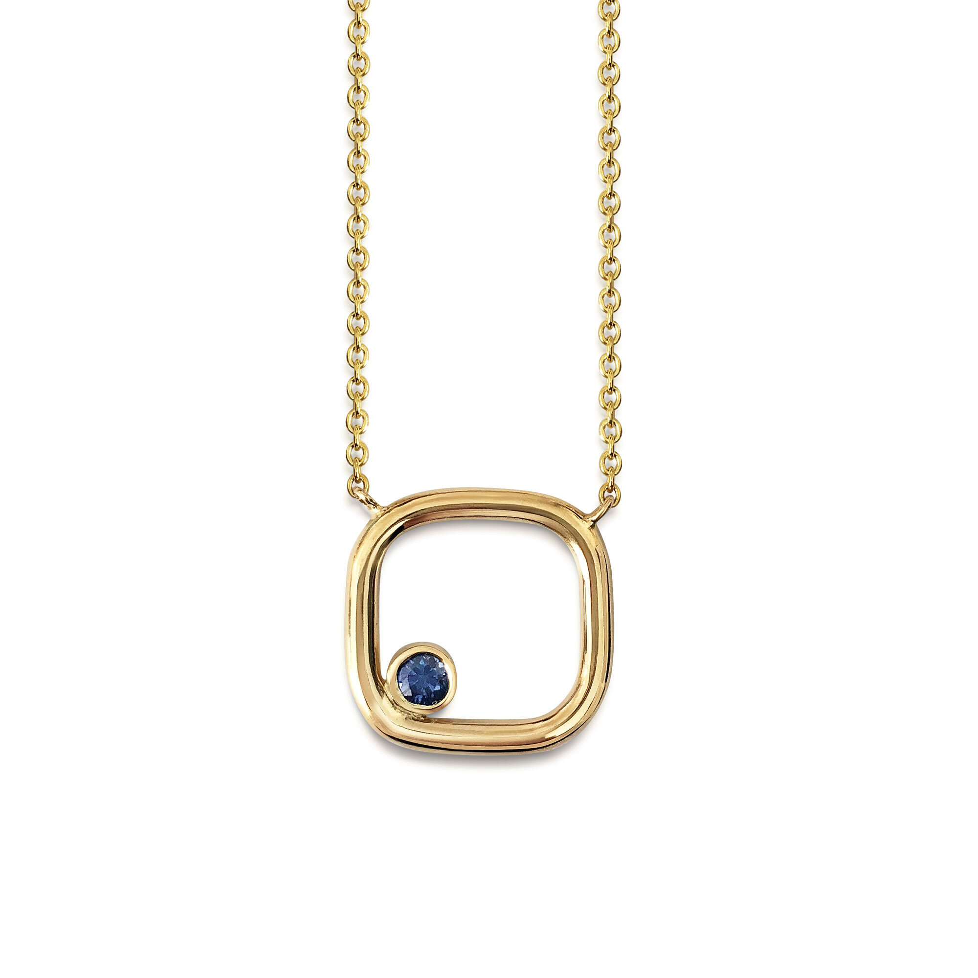 Sapphire pendant mounted in 18ct yellow gold. 