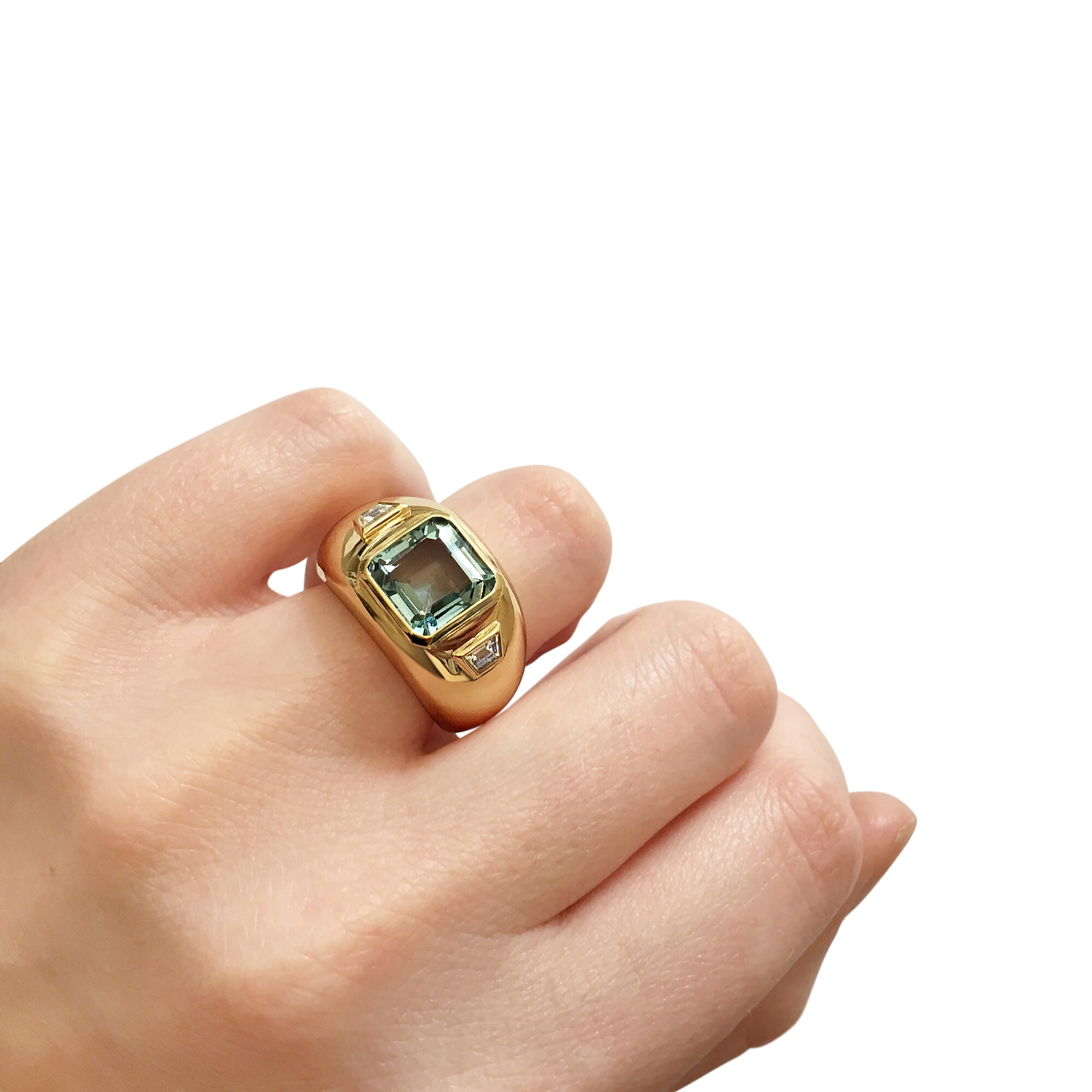Aquamarine and Diamond Gypsy Ring